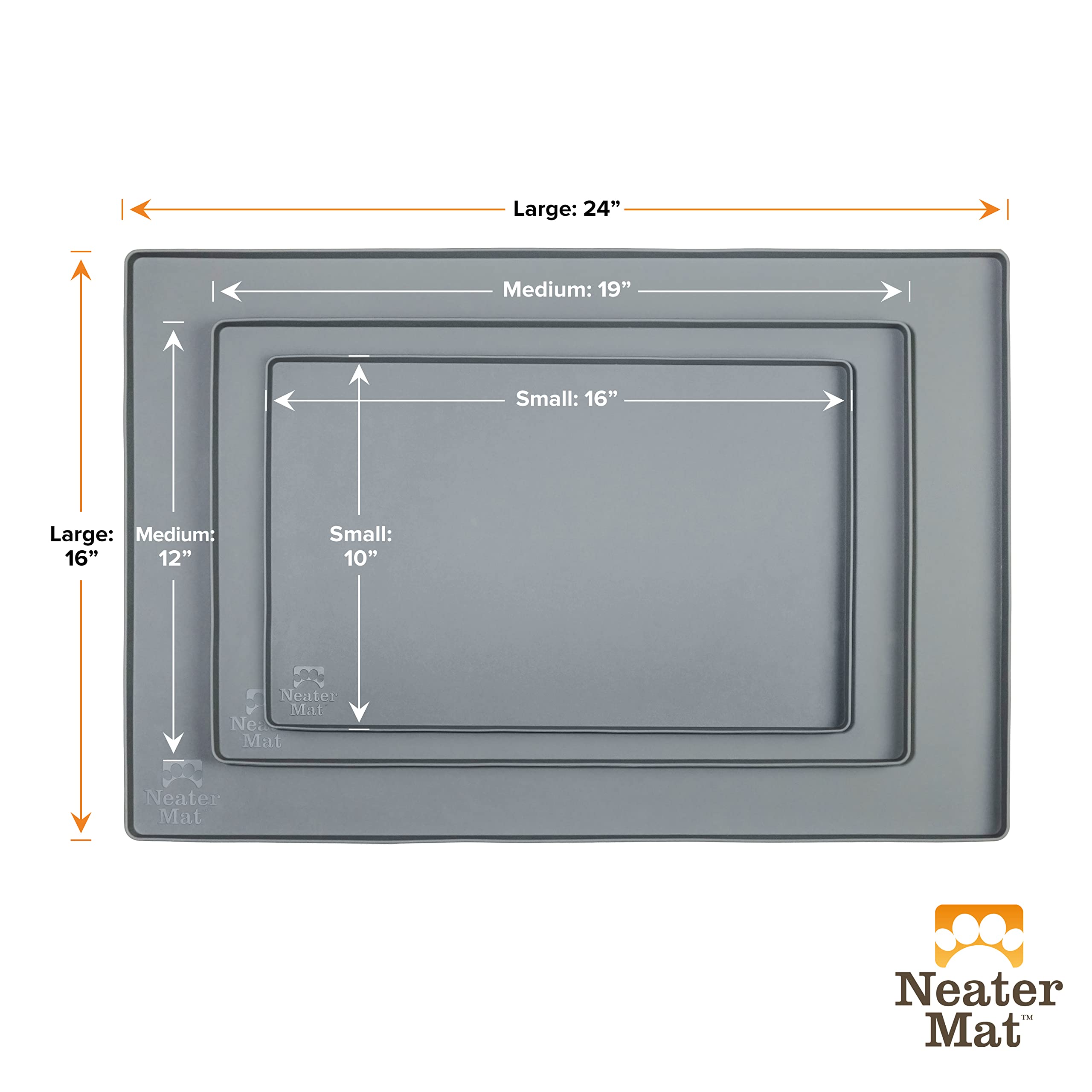 Neater Pet Brands Neater Mat Pet Mats for Food and Water, Cat & Dog Bowl Mat Waterproof Silicone, Feeding Tray, Dog Food Mats fo