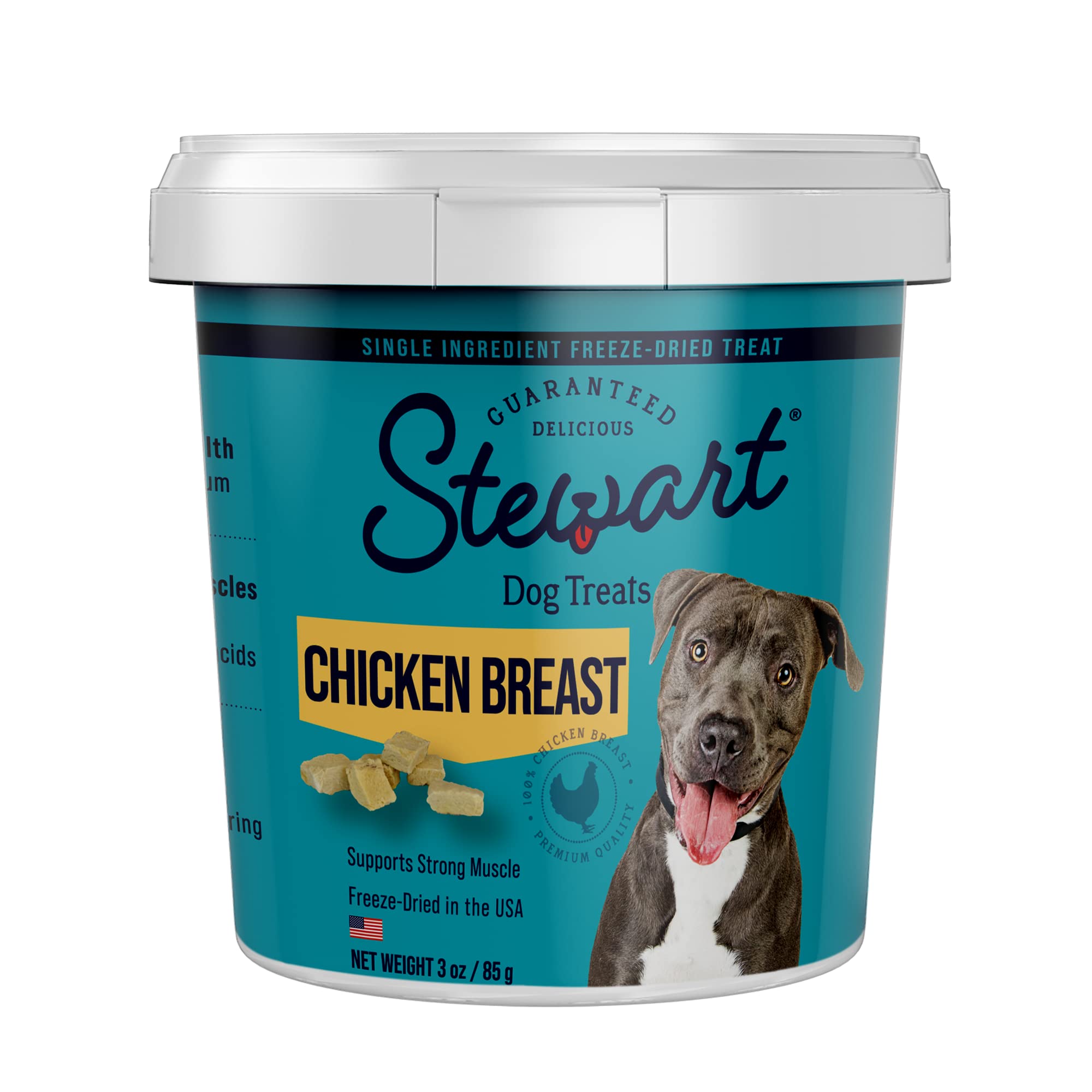 Stewart Single Ingredient Freeze Dried Raw Dog Treats, Chicken Breast, 14.8 Ounce Value Size Resealable Tub, Training Treats or