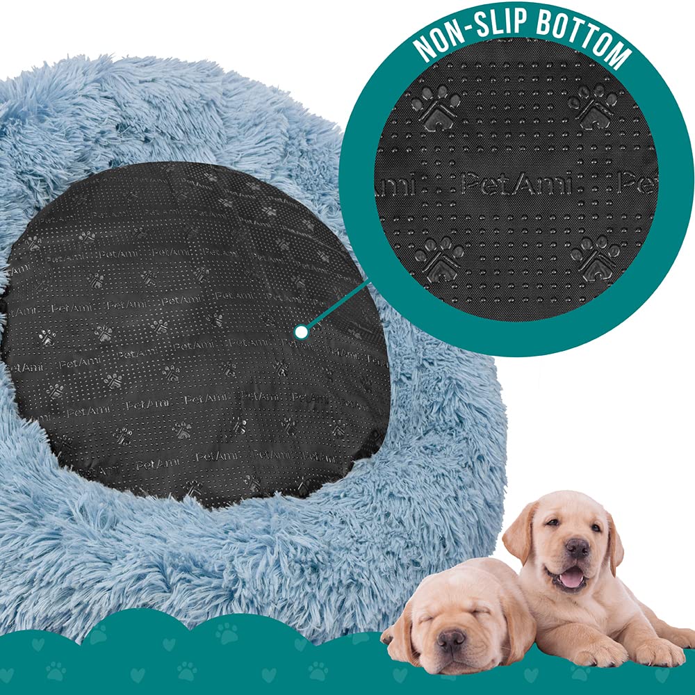 Petami Calming Dog Bed For Medium Dogs, Round Donut Washable Pet Bed For Cat Puppy, 30 Inches, Anti Anxiety Cat Bed Cuddler, Flu