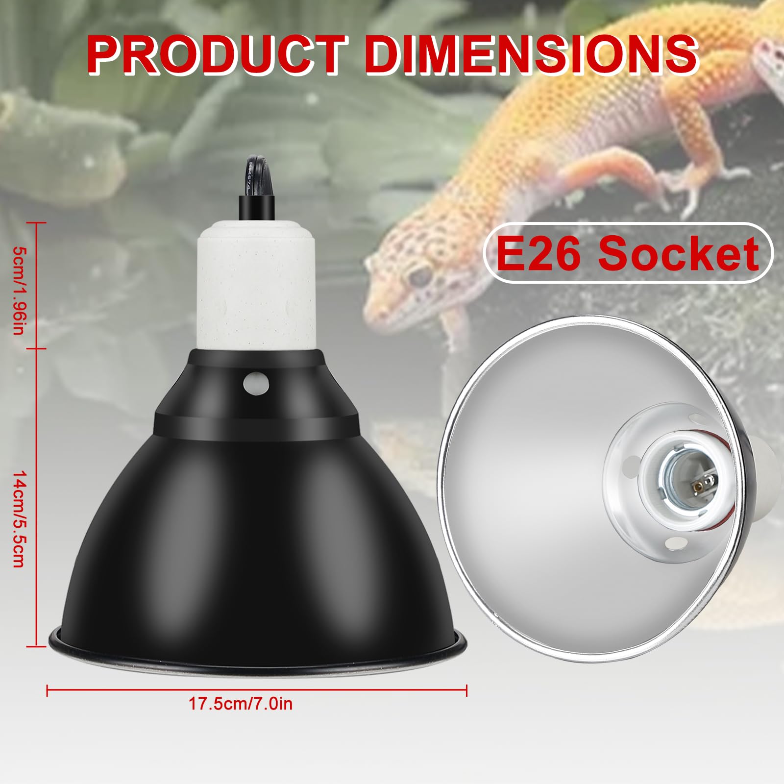 Boeespat Large Caliber Reptile Lamp Cover Dome Supports Up To 250W, Diameter 7.0 Inch Heat Lamp/Light Fixture Dome Fit For E26 U