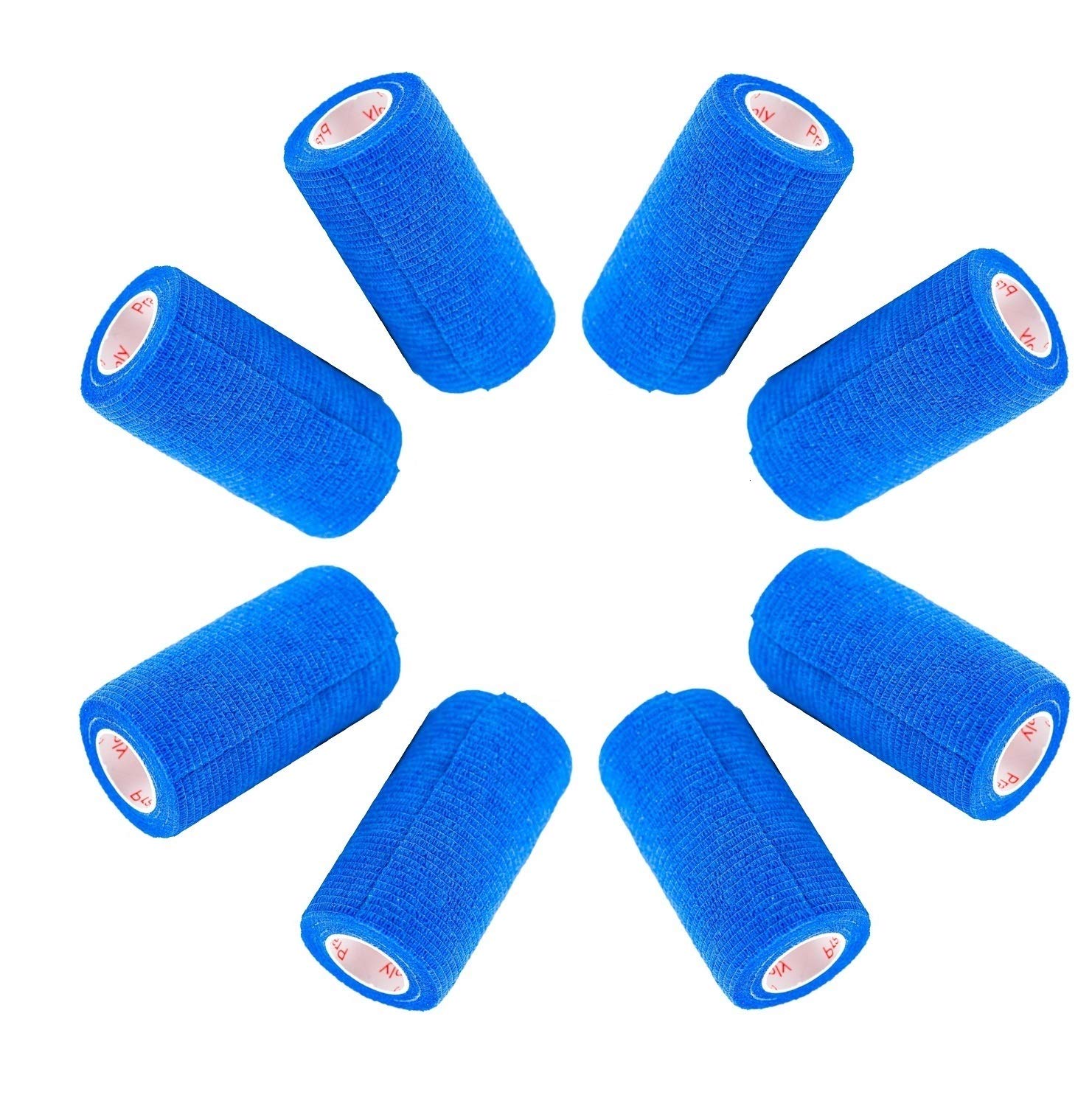 4 Inch Vet Wrap Tape Bulk (Blue) (Pack of 6) Self Adhesive Adherent Adhering Flex Bandage Grip Roll for Dog Cat Pet Horse