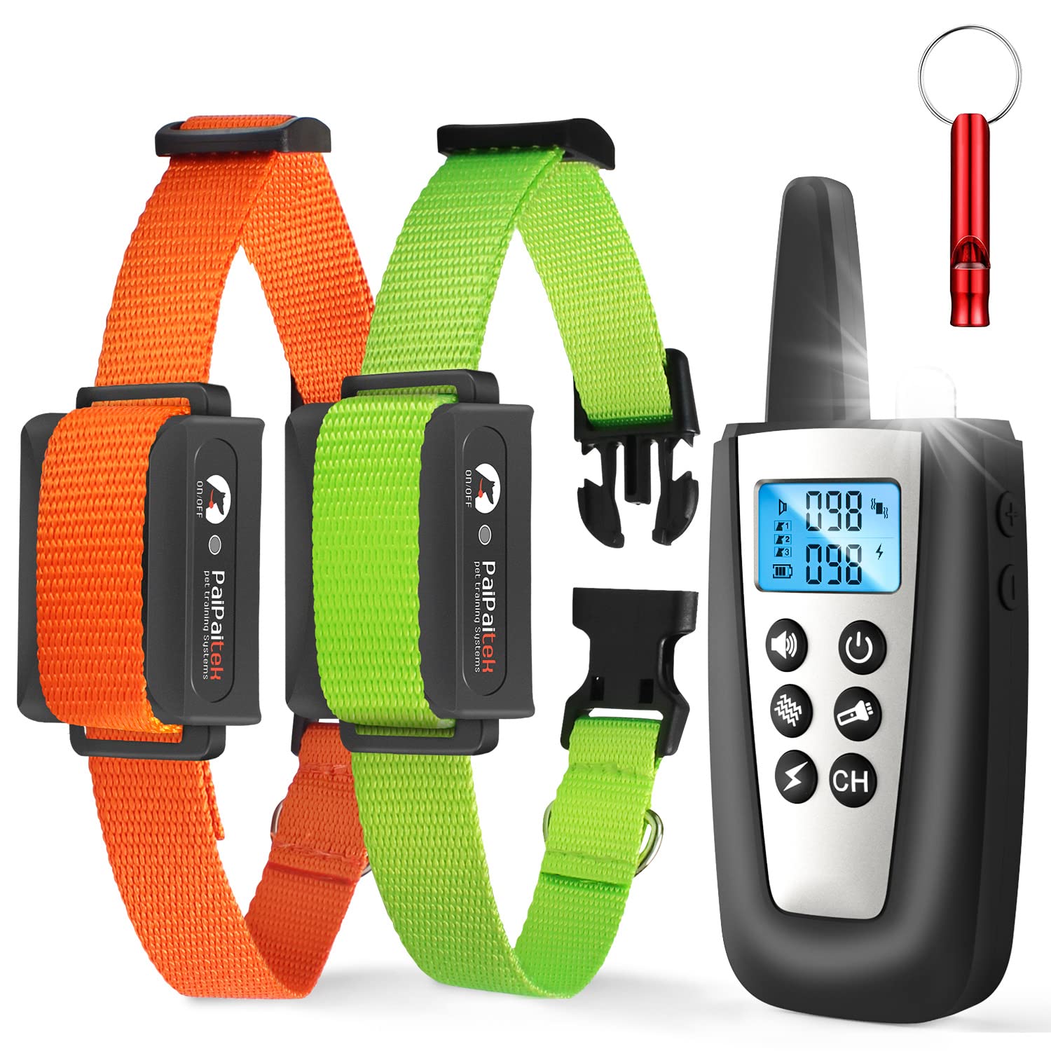 PaiPaitek Automatic Bark Collar with Remote for Large Dog, Up to 3300ft Range Bark and Training Collar Combo, 100% Waterproof Do