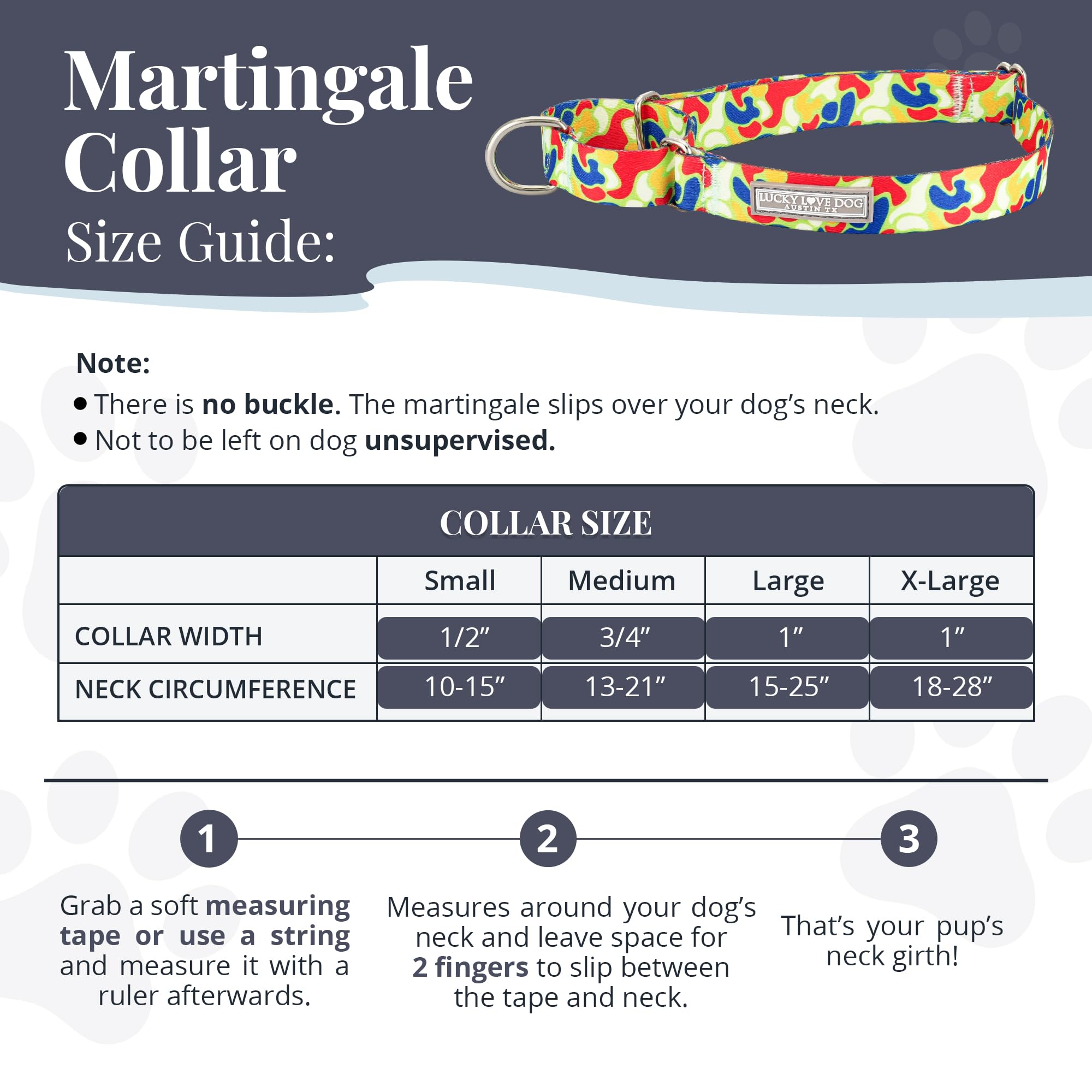 Lucky Love Dog Martingale Dog Collar - Adjustable, No-Slip, Durable, & Soft Webbing Dog Collar For Male And Female Dogs, Ideal F