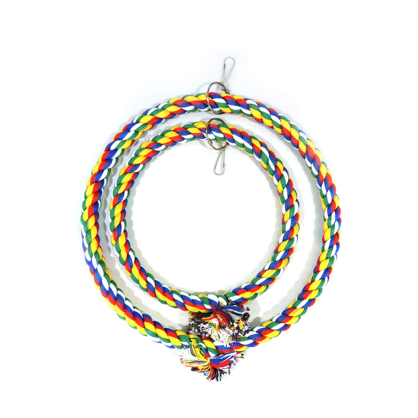 Wishlotus Bird Swing, Cage Hanging Toys Cotton Rope Swing Bite Resistance Perches Toy Parrot Toy Boredom Breaker For Budgie, Cockatiels, Conures, Finches, Small Parakeets (18Cm)