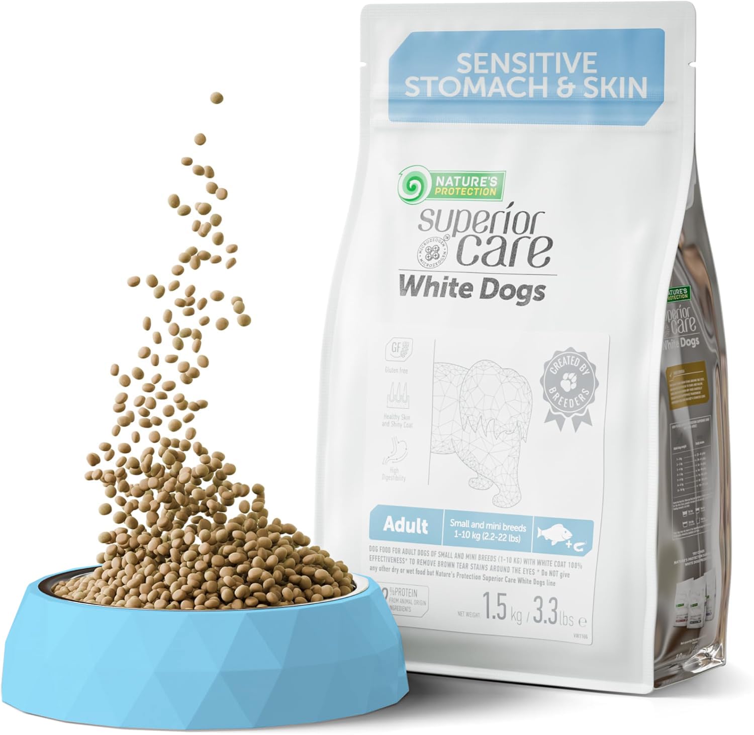 Natures Protection Superior Care White Dogs Grain-Free Dry Dog Food - High Protein, Tear Stain Dog Food for Small & Mini Breeds
