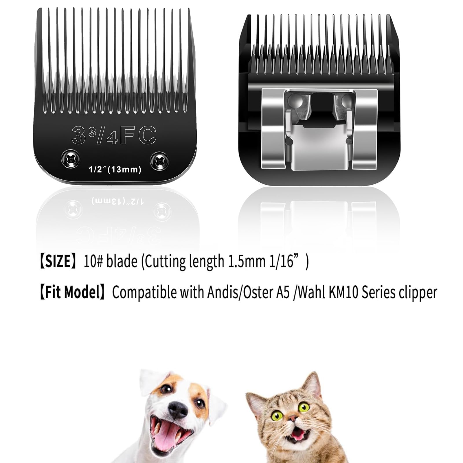 3FC Blades Dog Grooming Blades Compatible with Andis/Oster A5/Wahl KM-10 Series Dog Clippers,Detachable Clipper Replacement Blad