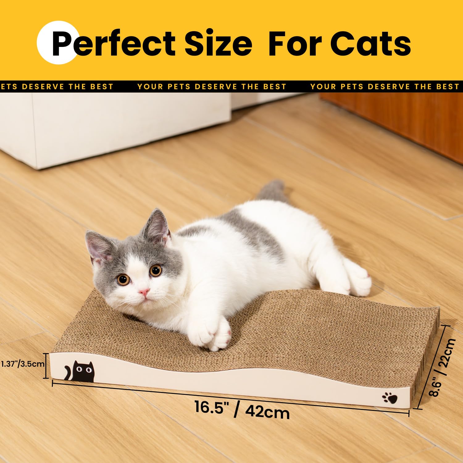 Cat Scratcher, Durable Scratch Pad, Corrugated Cardboard Scratching Board For Indoor Cats, Heavy Duty, Double-Sided Usability, R
