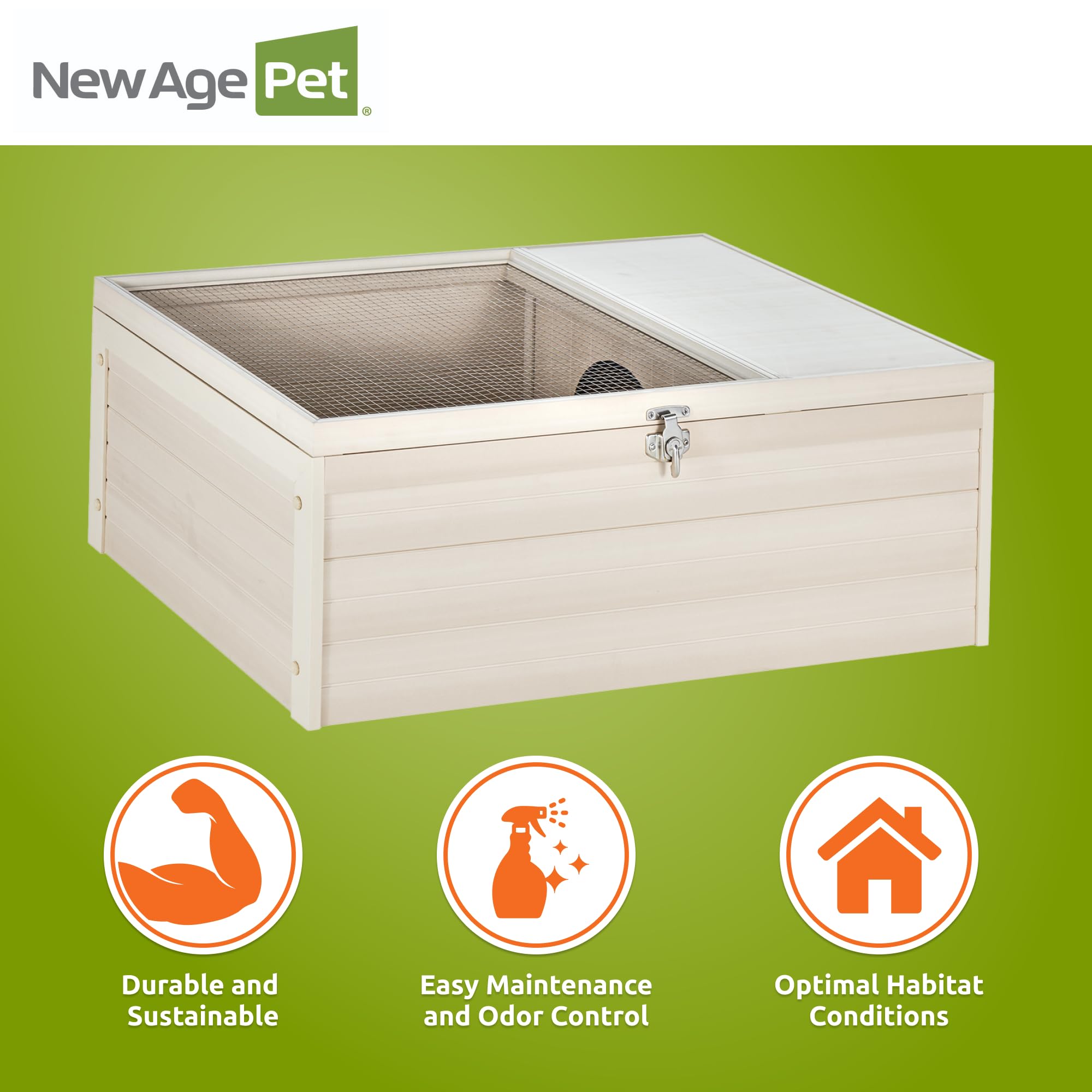 New Age Pet Ecoflex Sonoran Tortoise House - Durable, Non-Toxic Wood Plastic Composite Habitat With Neverust Stainless Steel Mes