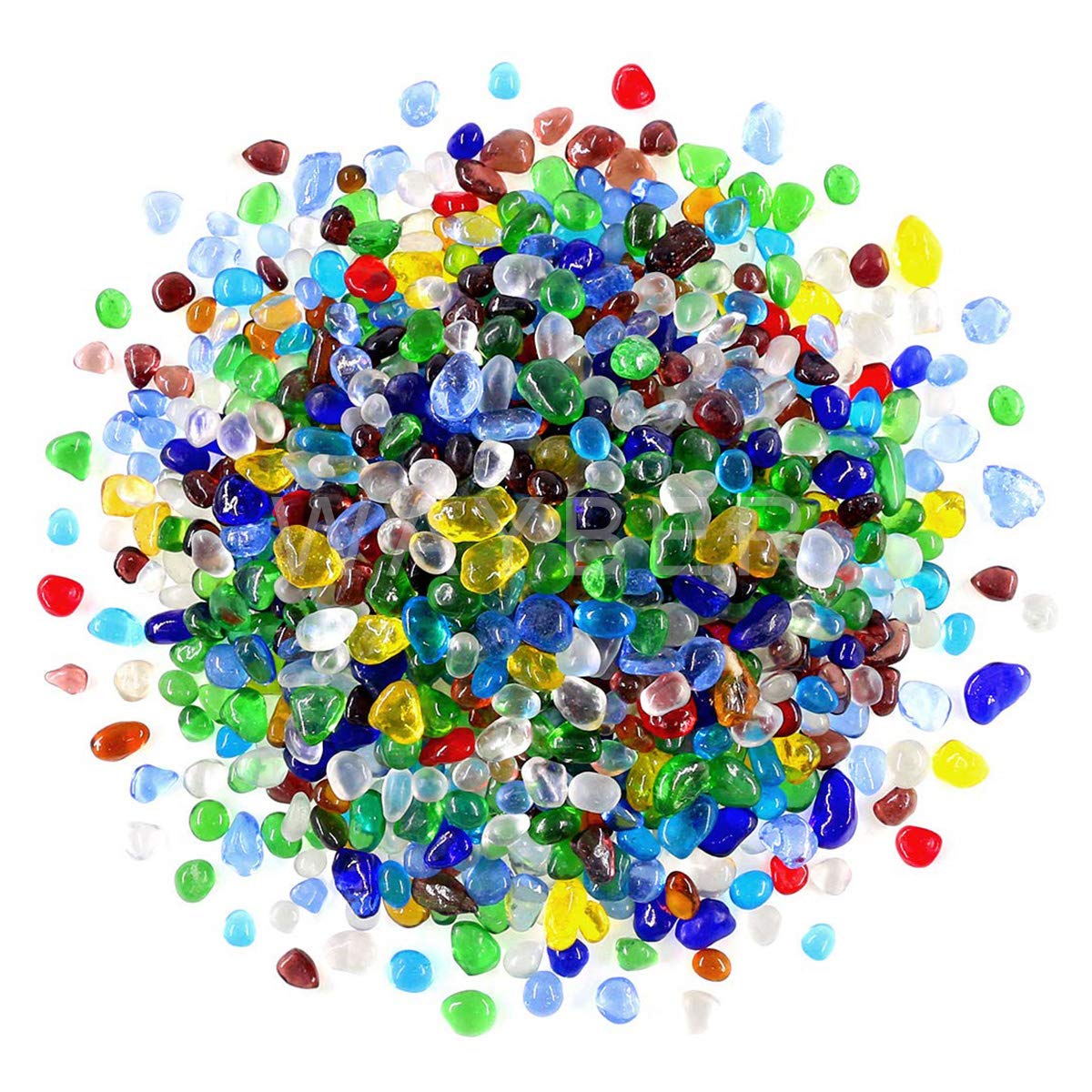 WAYBER Rainbow Glass Stones, 1Lb/460g Irregular Sea Glass Pebbles Non-Toxic Artificial Crystal Stones for Handmade Artwork/Vase 