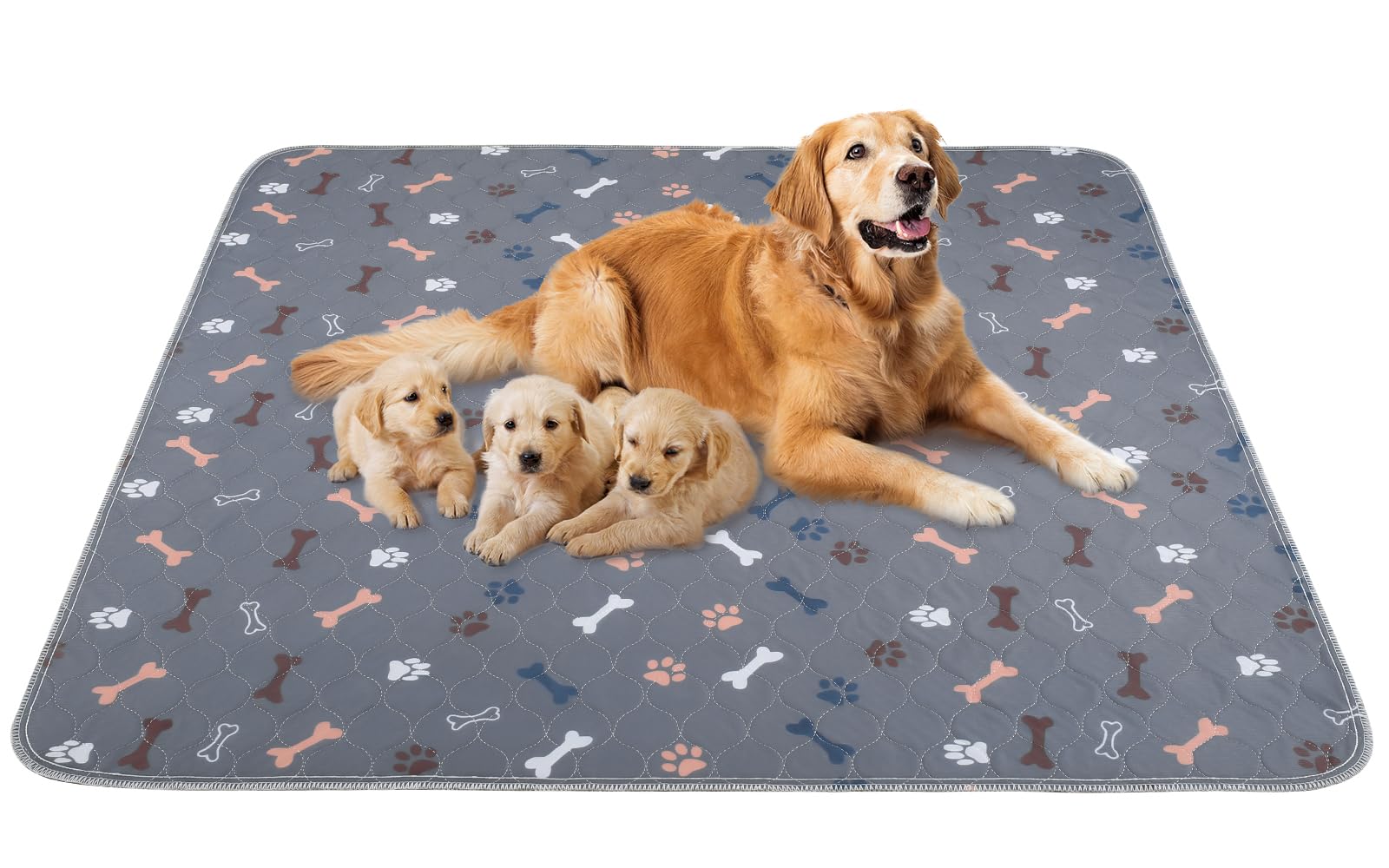 Baodan Washable Pee Pads For Dogs，2Pack 31X36 Reusable Puppy Pads With Bone Print, Absorbent Whelping Pads Non-Slip Dog Playpen Mats For Floor Protector, Couch Cover, Crate, Potty Training