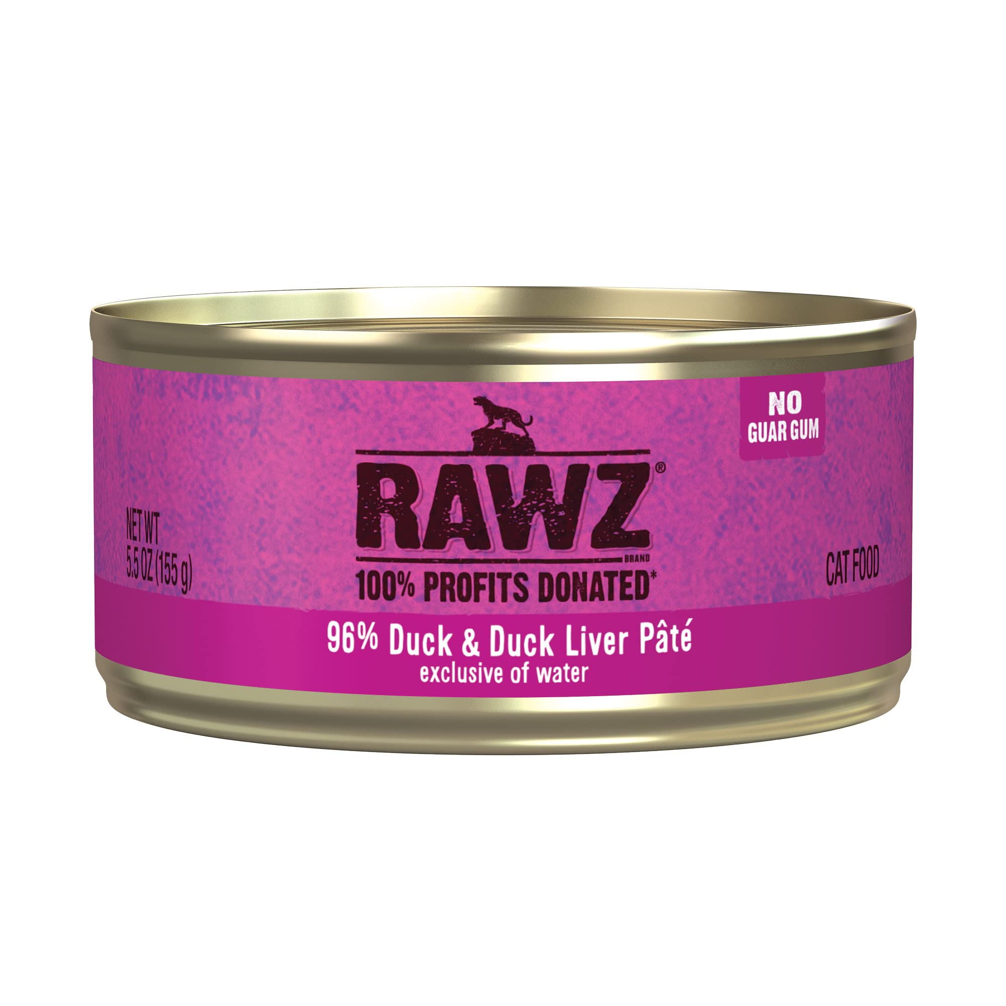 Rawz Natural Premium Pate Canned Cat Wet Food - Made with Real Meat Ingredients No BPA or Gums - 5.5oz Cans 24 Count (Duck & Duc