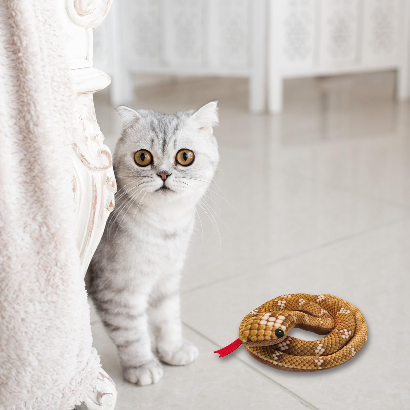 Andiker Cat Catnip Toys For Cats, 31Inches Long Snake Cat Toy With Crinkle Sound For Indoor Cat Interactive Toy, Soft Plush Toy For Cat Exercising Playing Cat Chew Toy