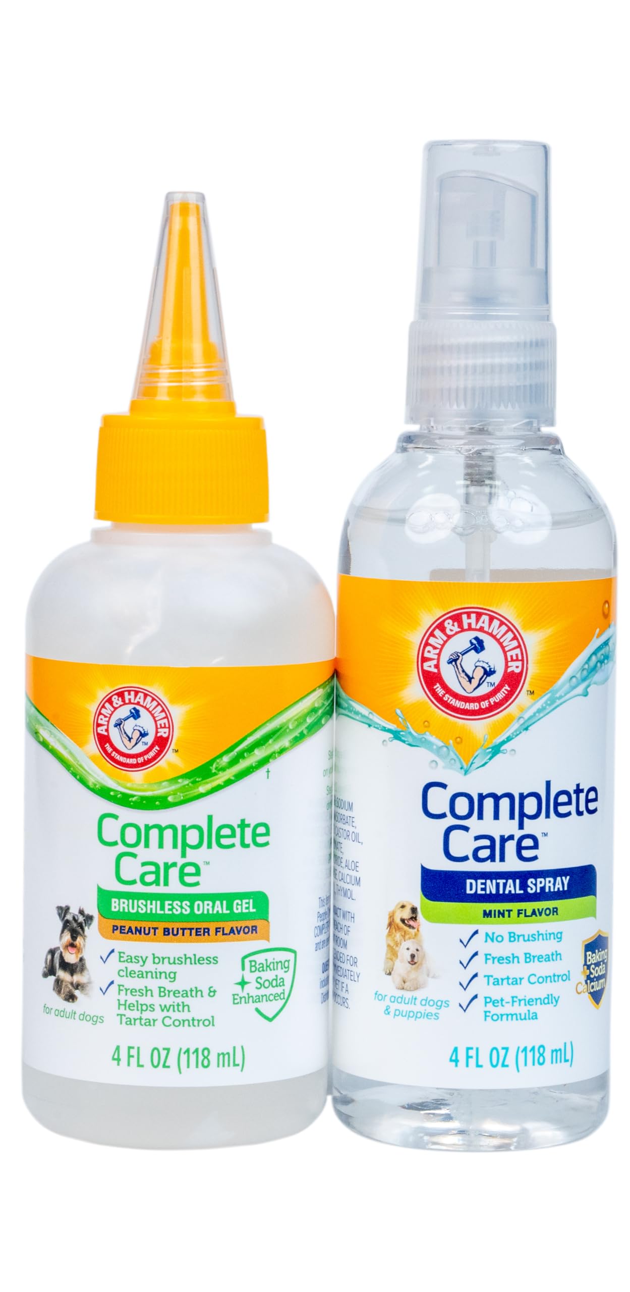 Arm & Hammer Complete Care Brushless Dental Kit for Dogs - Includes No-Brush Oral Gel + Dog Dental Spray, Fresh Breath, Tartar C