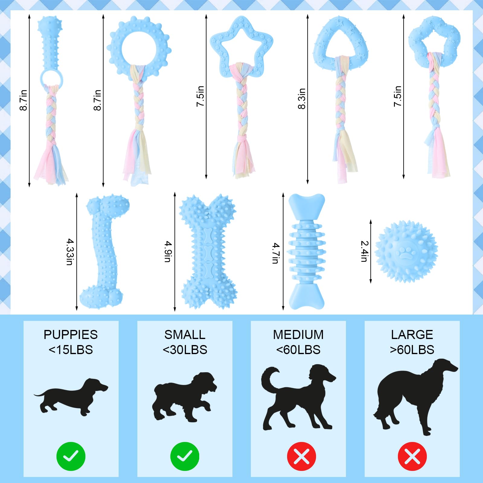 Foilswirl 9 Pack Puppy Chew Toys For Teething Puppy Teething Chew Toys For 0-6 Months Suitable For Female Small Dogs(Pink)