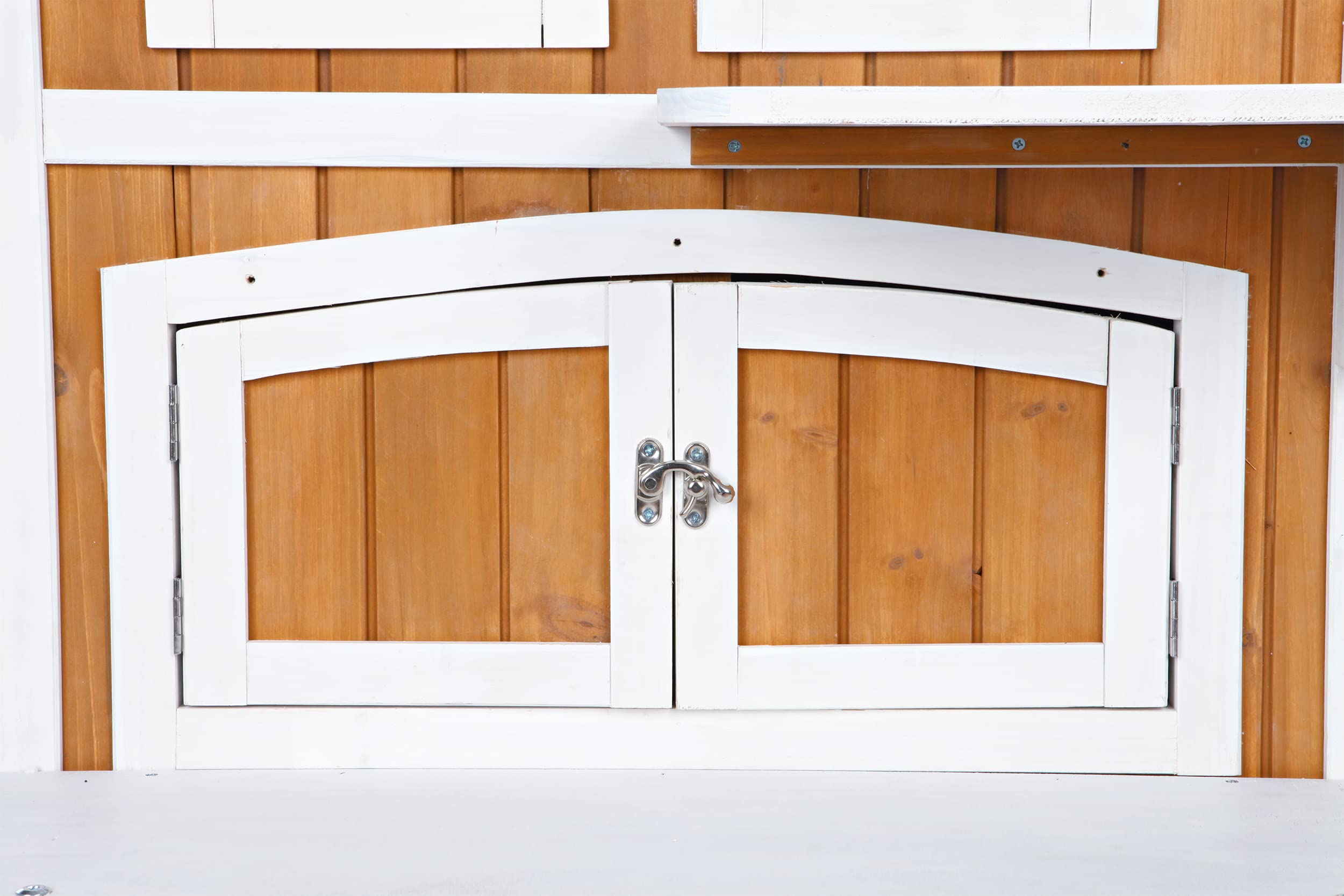 Trixie 'Welcome' Outdoor Cat House, Elevated-Weatherproof 2-Story Cat Home, Hinged Roof, Large Access Door, Indoor/Outdoor Shelt