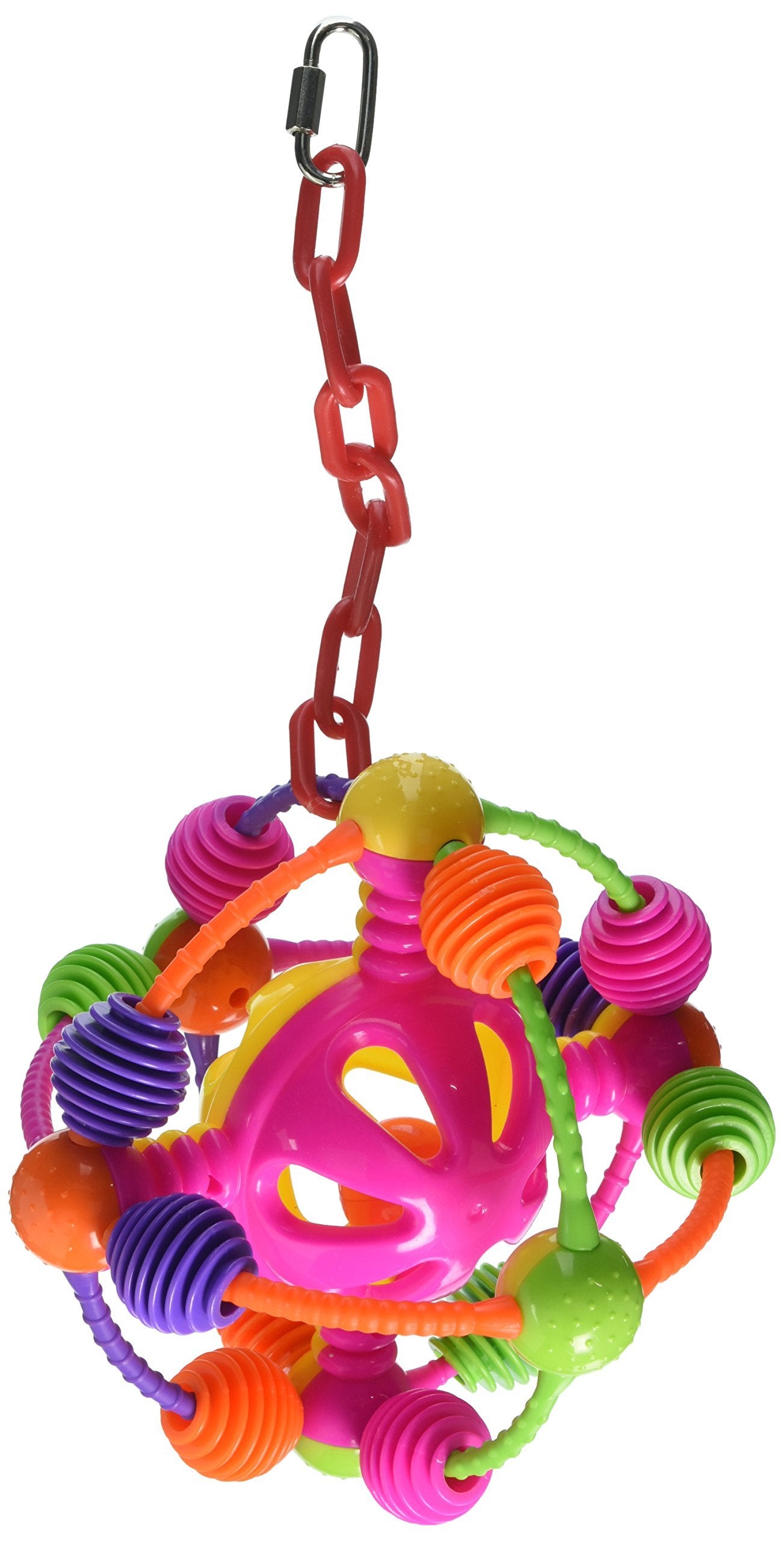 A&E CAGE COMPANY 001110 Happy Beaks Space Ball on a Chain Bird Toy Assorted, 7X14 in