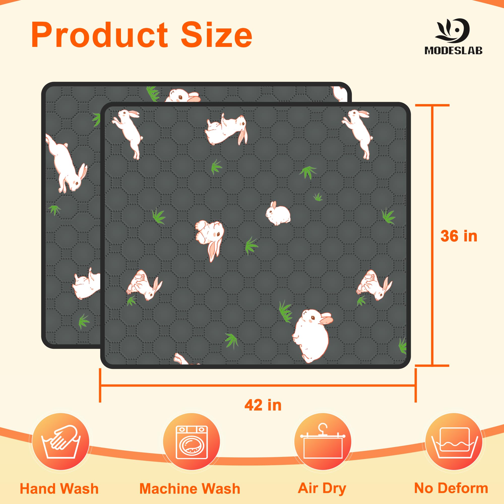 Modeslab 2-Pack Washable Pee Pads For Dogs, 36In X 42In Puppy Traning Pads Leakproof Guinea Pig Cage Liner Rabbit Cage Absorbing