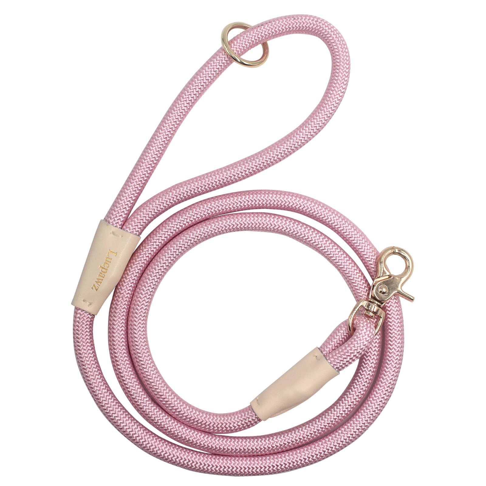 Lucpawz Lobster Snap Pet Leash 5Ft, Special Strong Nylon Rope Dog Leash, Solid Color Rope Dog Lead For All Breeds(Pink, 5Ft*10Mm