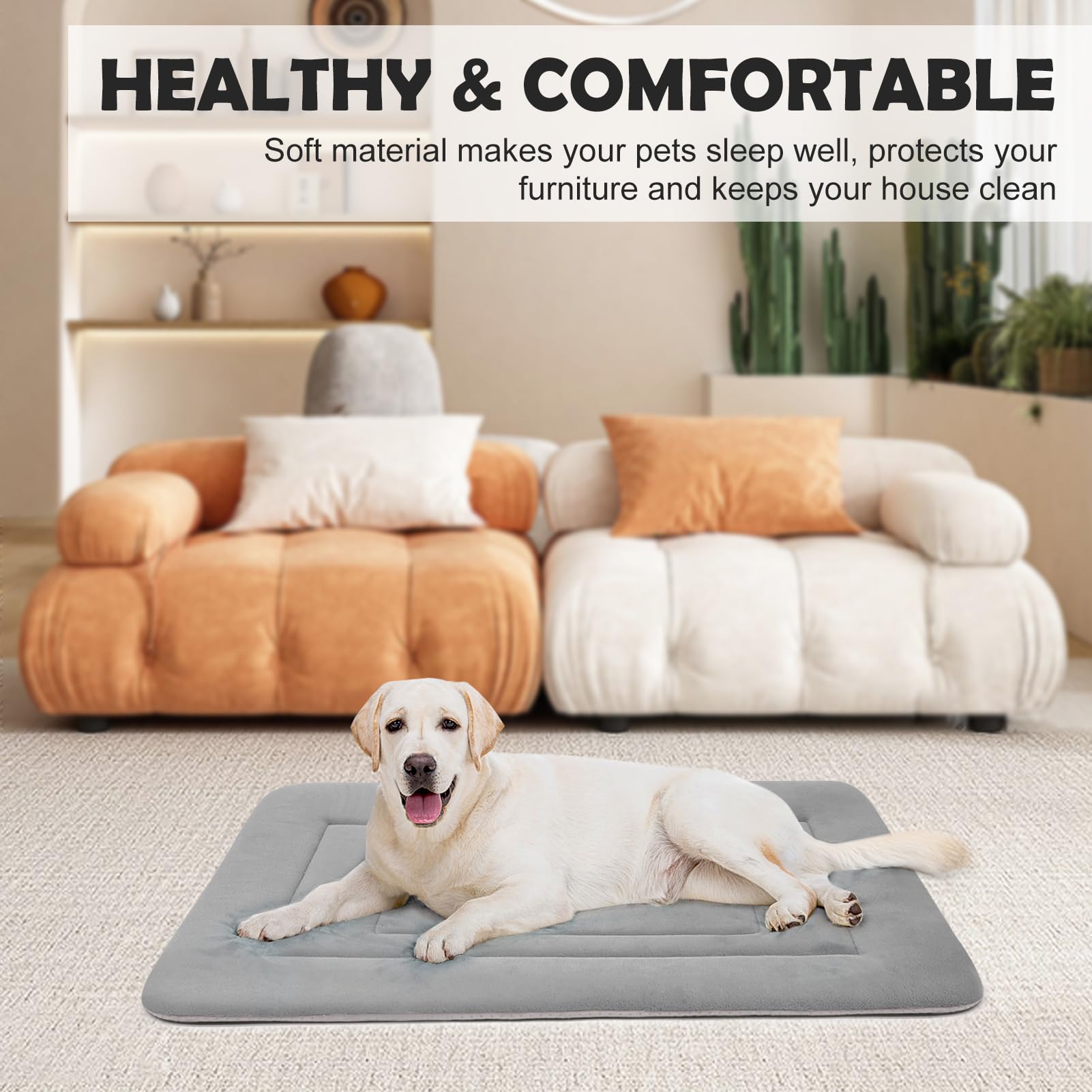 Joicyco Dog Bed Soft Dog Crate Bed Pad Mat, 36 In Non Slip Bottom Washable Dog Beds For Medium And Large Dogs, Pet Bed Mattress