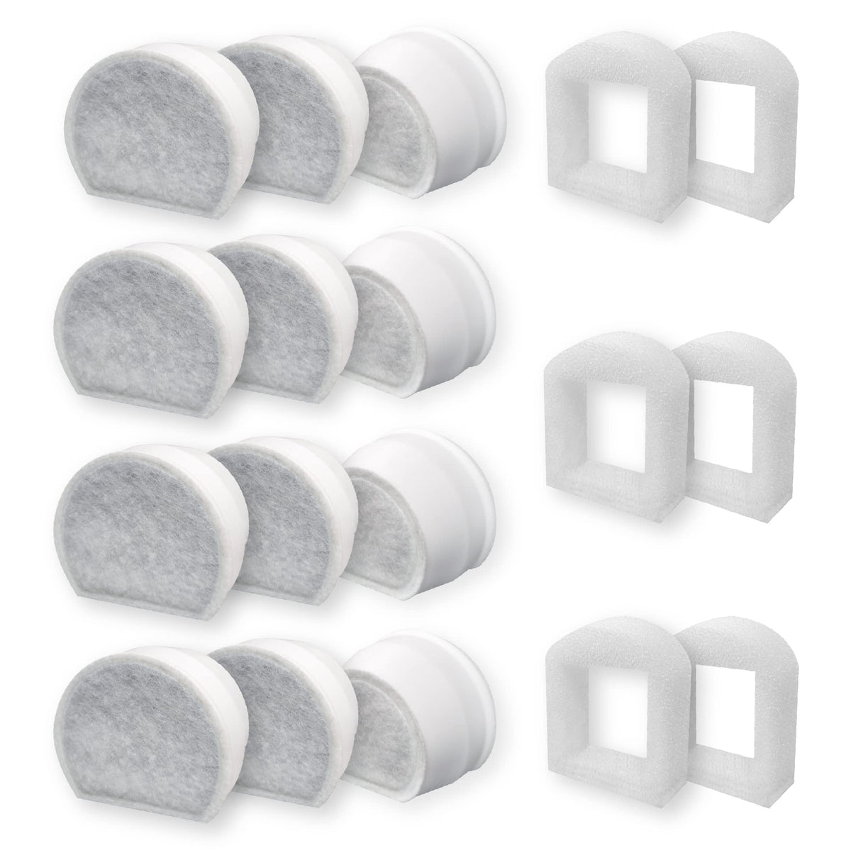 Toggath 18 Pack Pet Fountain Replacement Carbon Filters Compatible With Petsafe Drinkwell Pet Water Fountain, Automatic Water Dispenser Filter For Dog Cat With Replacement Foam Filters(12+6 Pack)