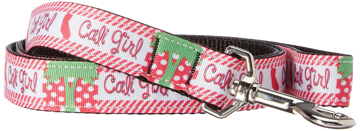 Pet Dog & Cat Nylon Collar or Leash, &quot;Cali Girl&quot; 1&quot; w x 4 ft. leash