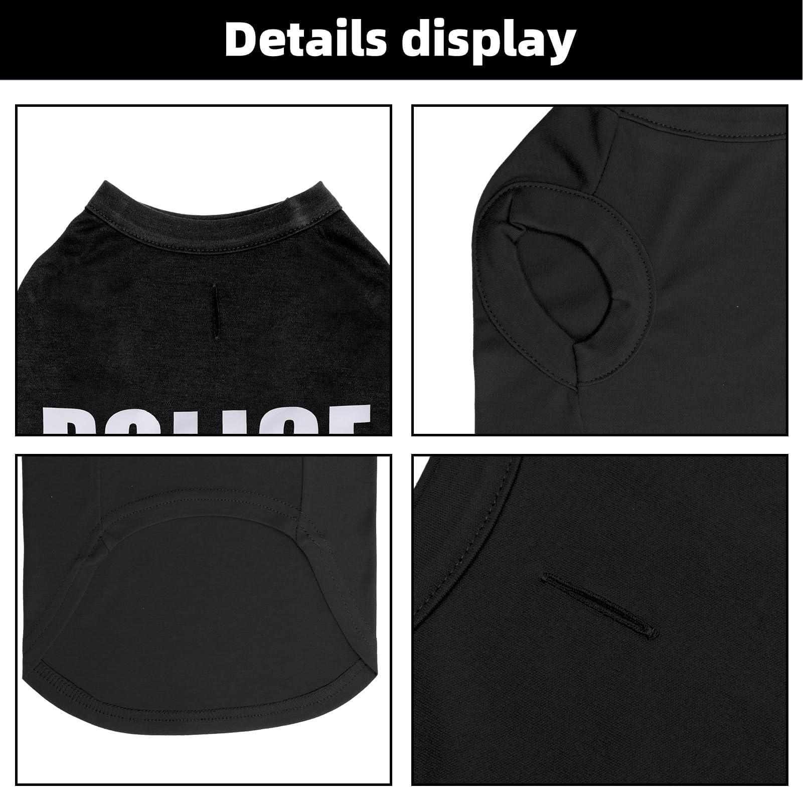 Bingpet Police Dog Shirts,Soft Cotton Puppy Tshirt,Breathable Lightweight Dog Costumes Tank Top Vest,Machine Washable Stretchy Dog Clothes For Small Medium Large Dogs Boy Girl