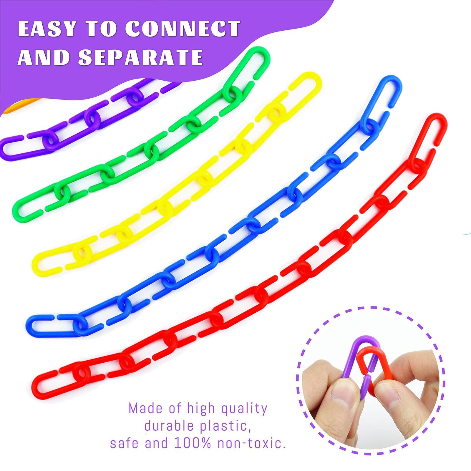 Jialeey 100 Piece Plastic C-Clips Hooks Chain Links Rainbow C-Links Children'S Learning Toys Small Pet Rat Parrot Bird Toy Cage