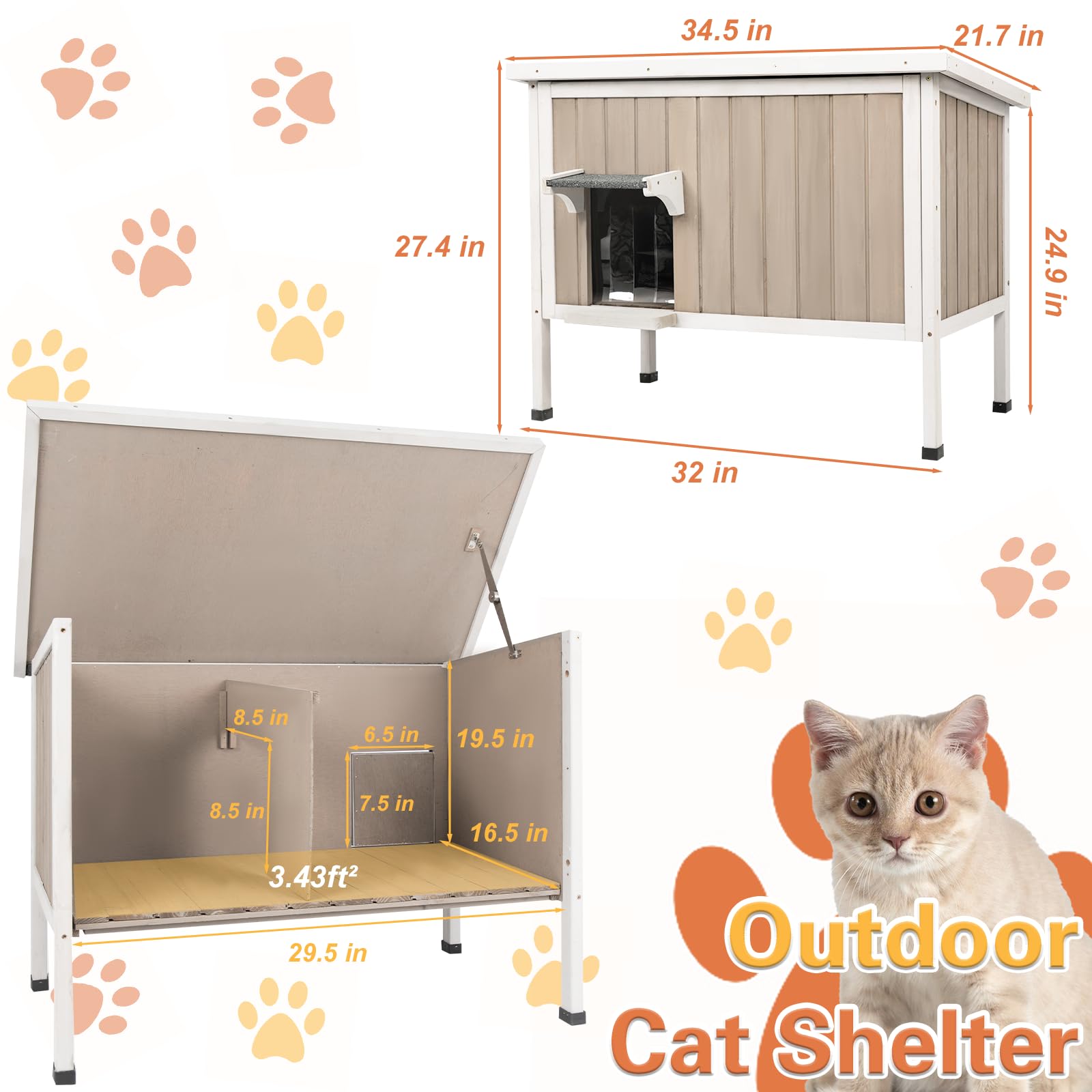 Ketive Insulated Outdoor Cat House, Feral Cat House For Outside Weatherproof, Removable Bottom, And Lockable Escape Door - Feral