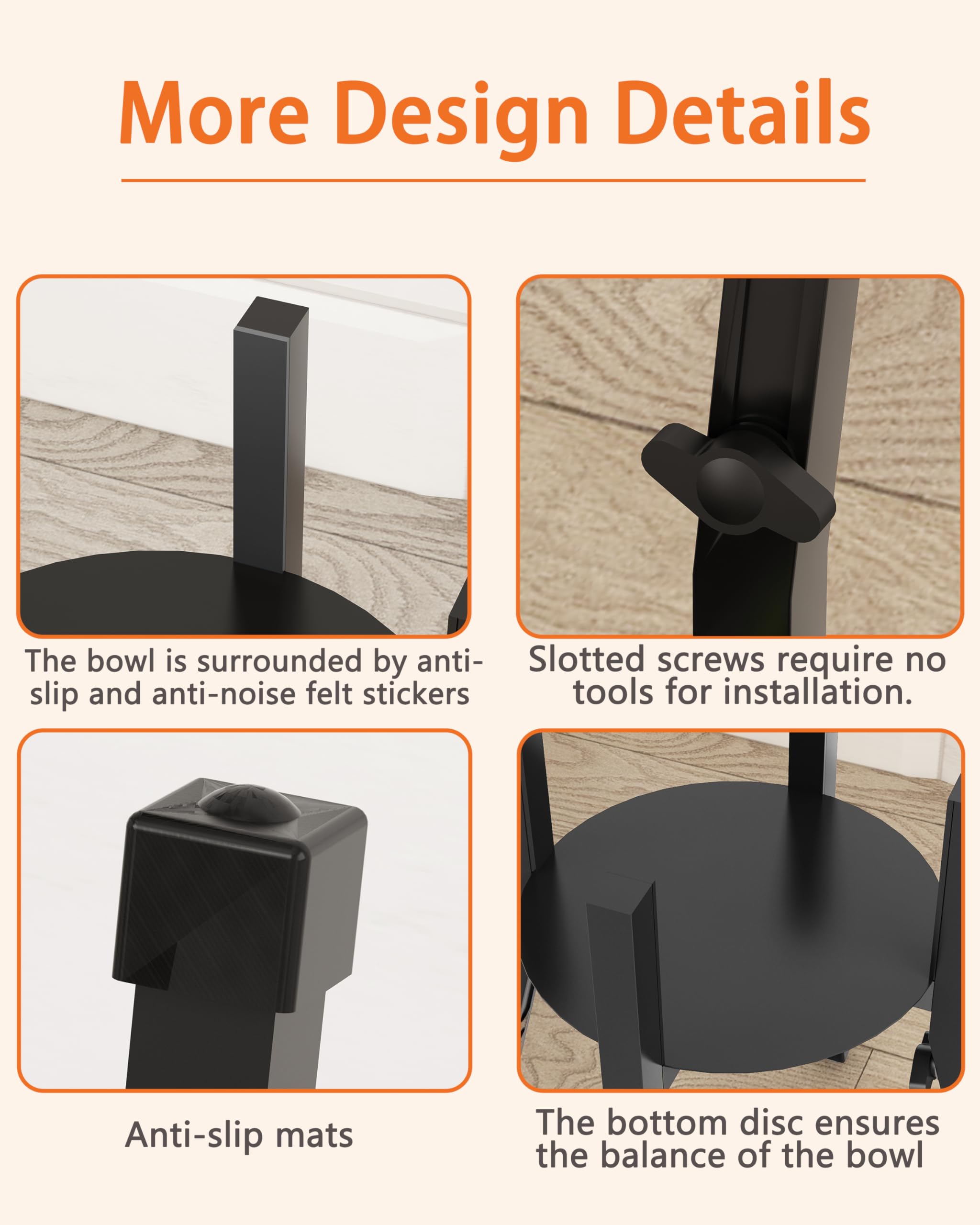 Piskyet Raised Dog Bowl Stand for Large Dogs Adjustable Elevated Dog Bowl Fits 6-10'' Bowls, Height Adjustable to 7.5-15'' Tall,