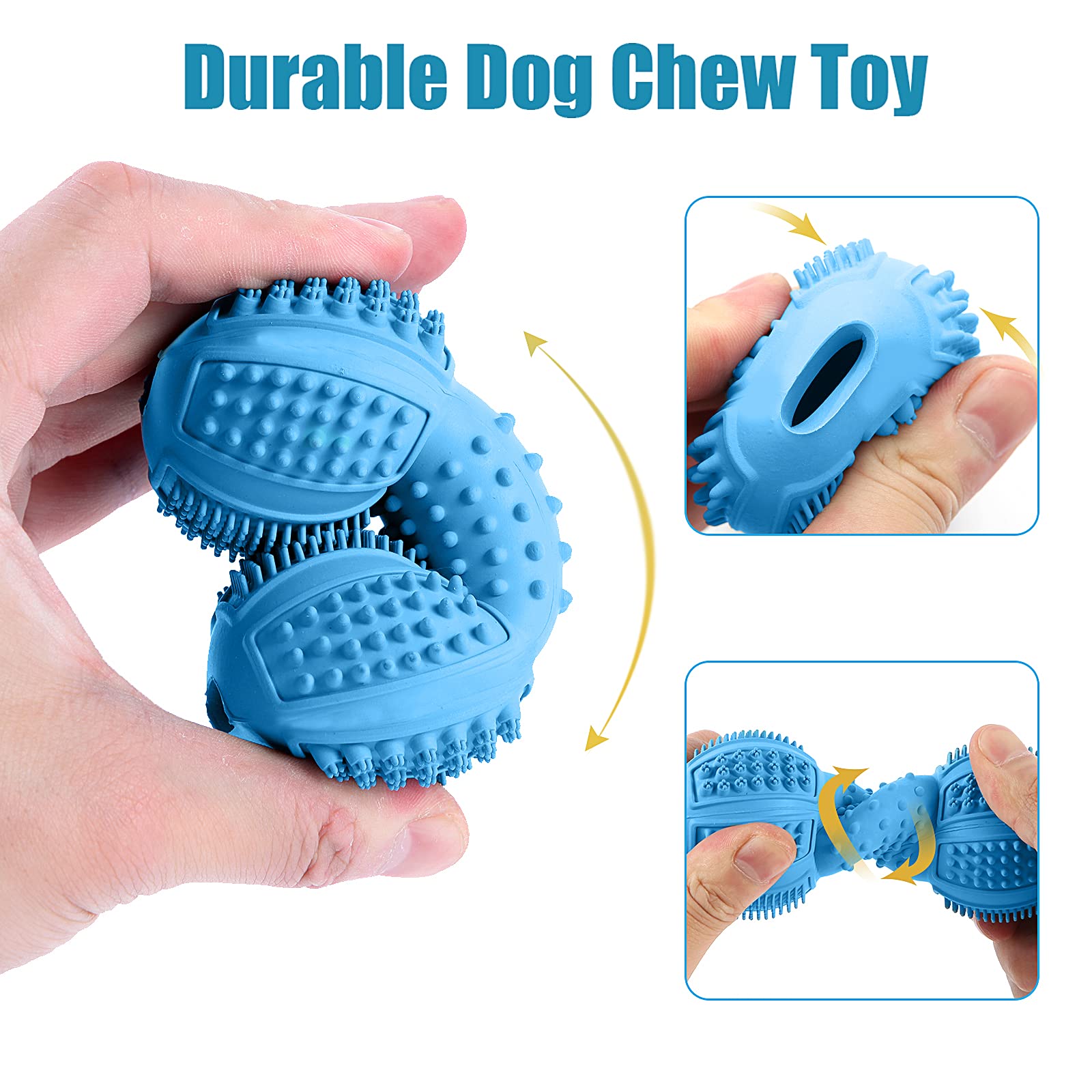 Lukito Dog Chew Toys 3 Pack For Aggressive Chewers, Multifunctional Teeth Cleaning And Gum Massage, Tough Toys With Natural Rubber For Large And Medium Dog