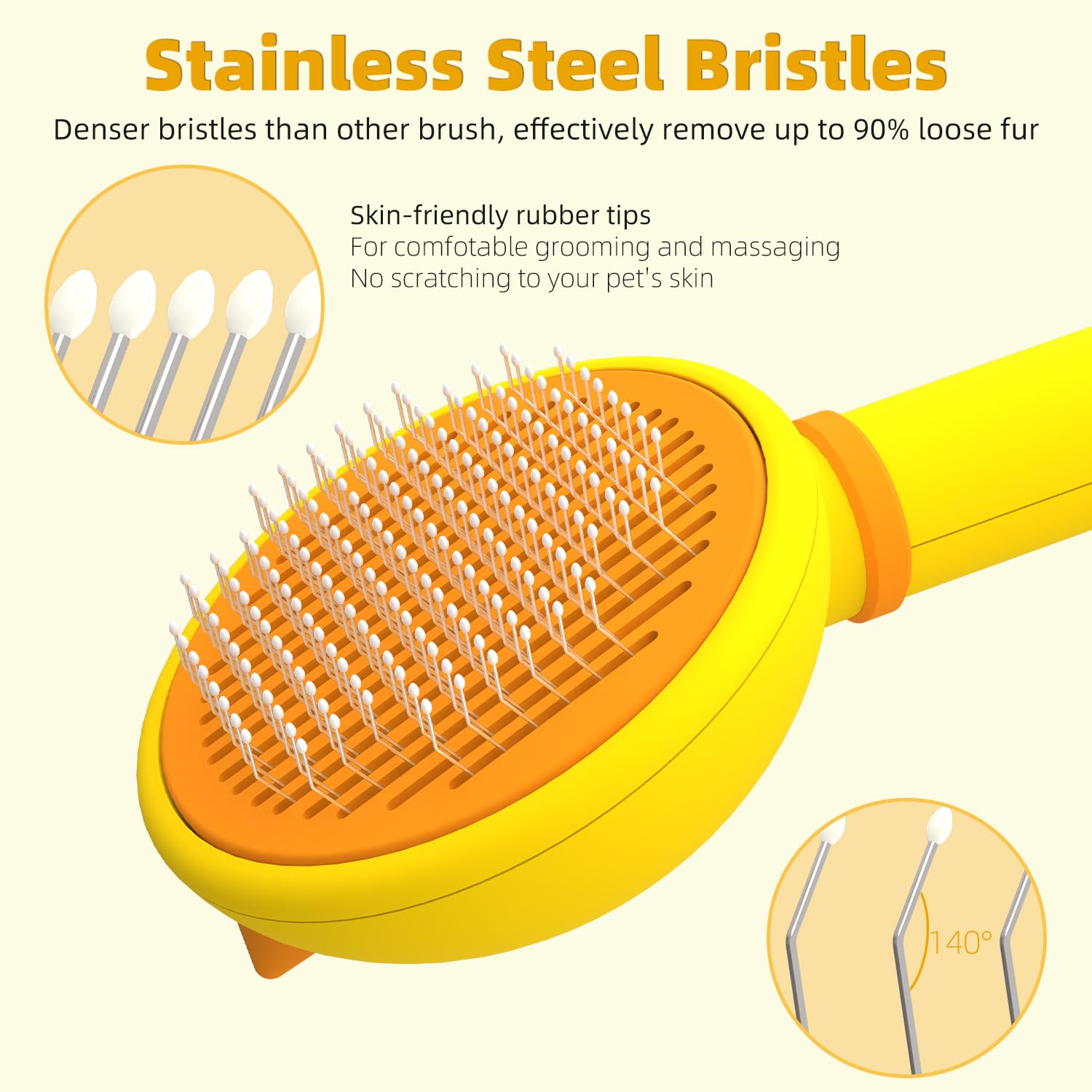 Cat Brush for Shedding, Self-Cleaning Slicker Brush for Indoor Cats, Gently Remove Loose Fur, Pet Grooming Massage Deshedding To