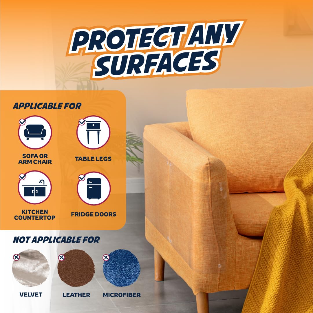 Panther Armor 8-Pack Furniture Protectors From Cats Scratch - Couch Protector For Cats - Anti Cat Scratch Furniture Protector - Couch Guards For Cats
