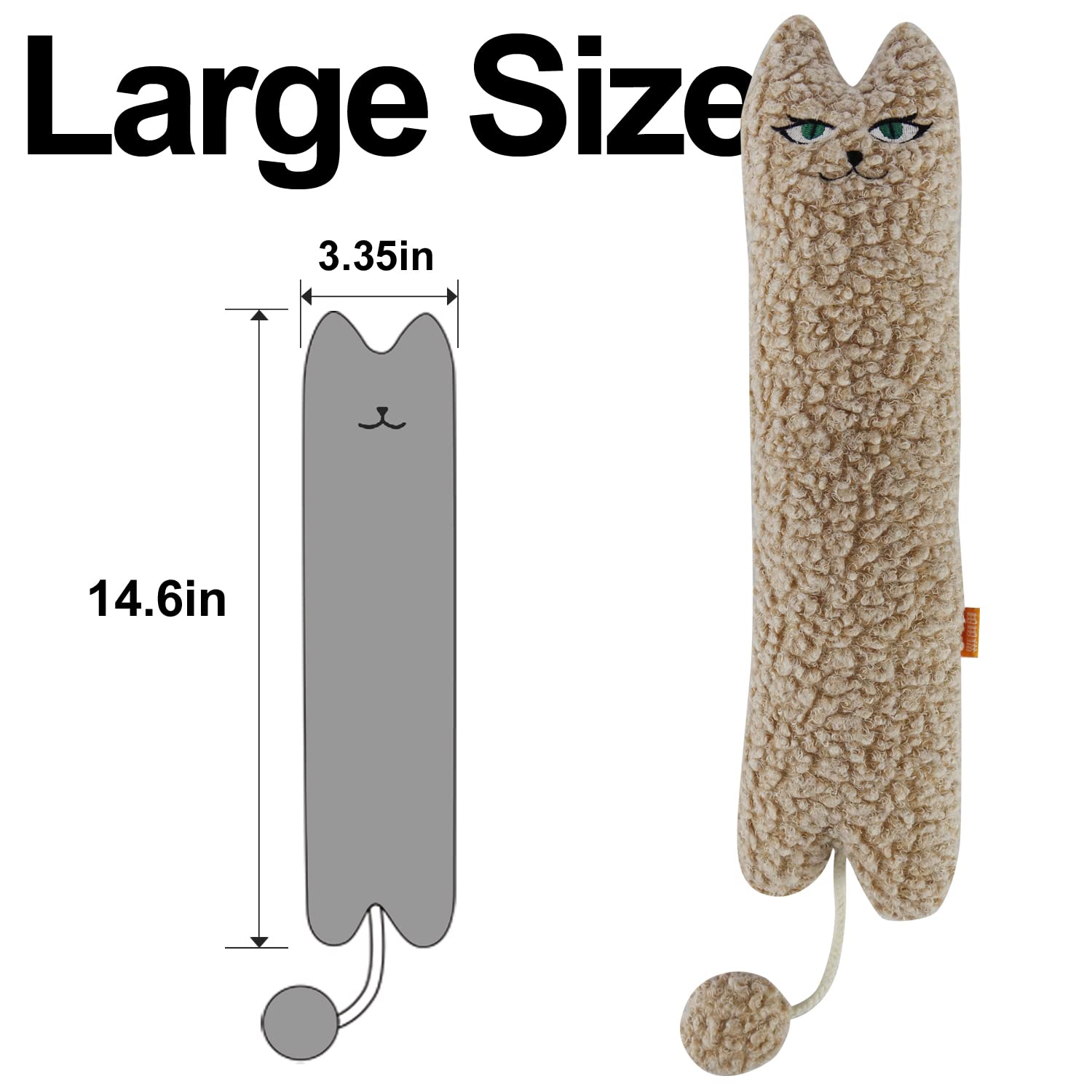 Ttcat Catnip Silvervine Matatabi Pillow For Cats & Kittens,Cat Kicker Toy,Large Size Cat Pillow Soothing Plush Cat Toy(Beige).