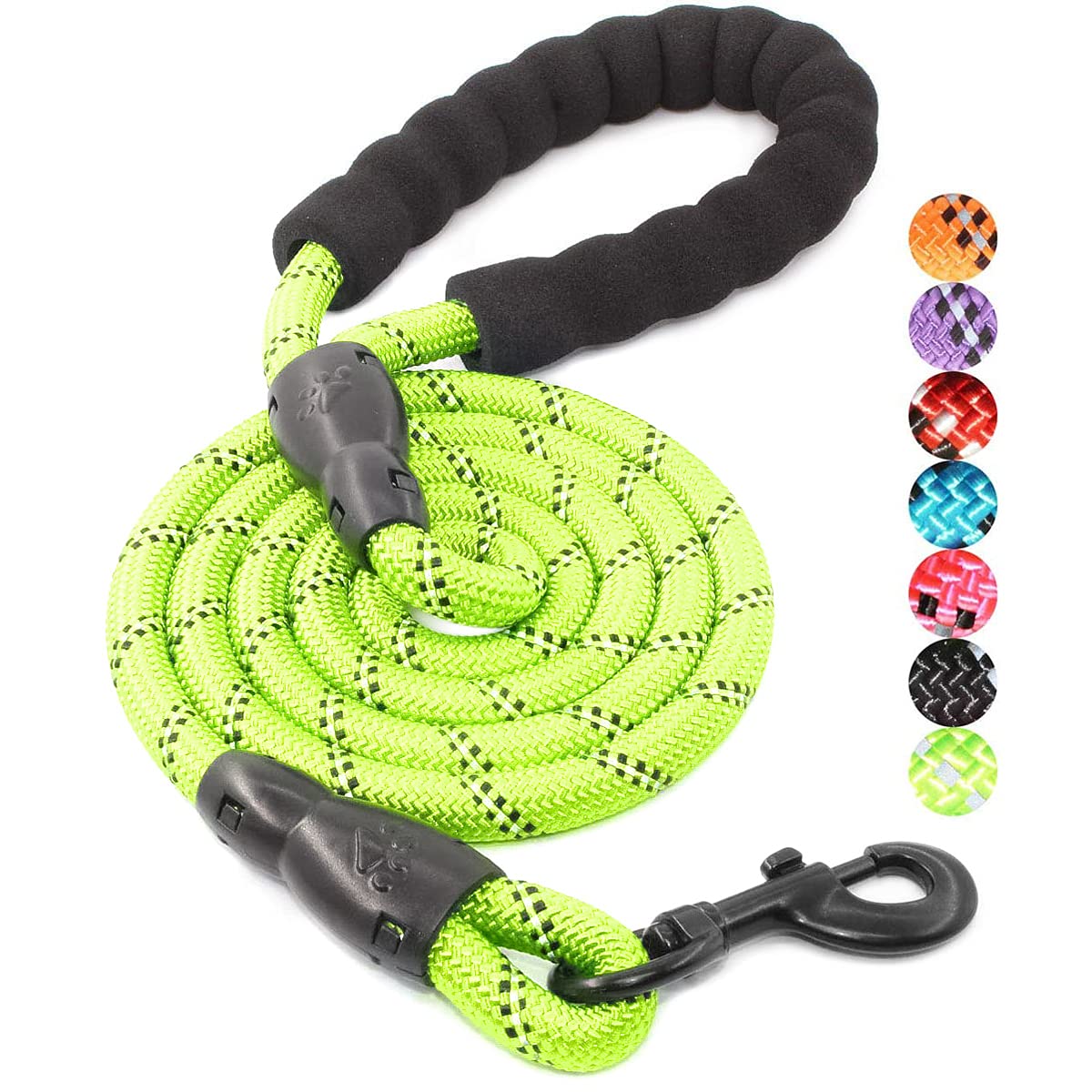 Baapet 2/4/5/6 Ft Dog Leash With Comfortable Padded Handle And Highly Reflective Threads For Small Medium And Large Dogs (5Ft-1/2'', Green)