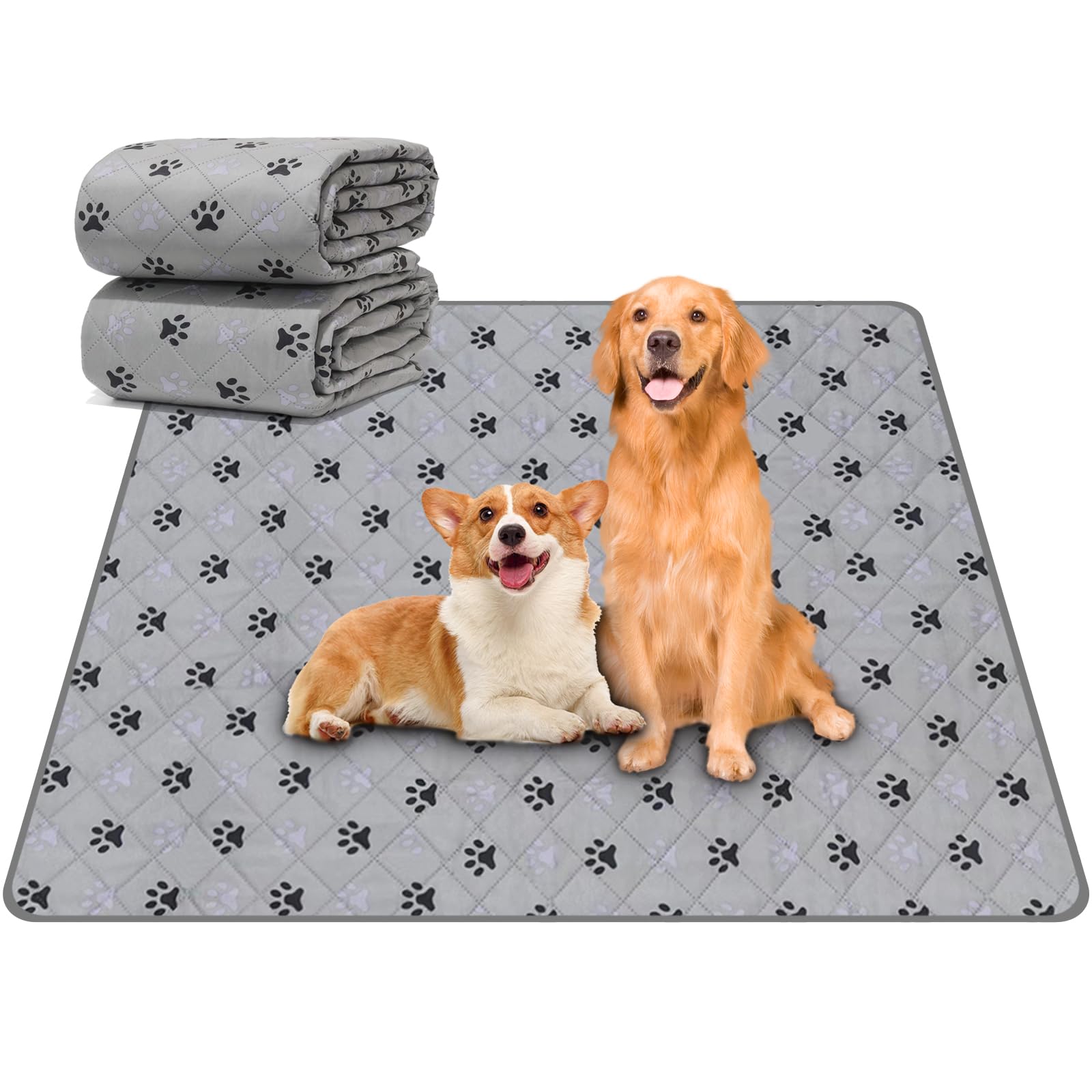 JERIA 2 Pack 36x 41 Waterproof Non Slip Wee Wee pad,Reusable Washable Pee Pads for Dogs,Absorbent and Leakproof Training Mats fo