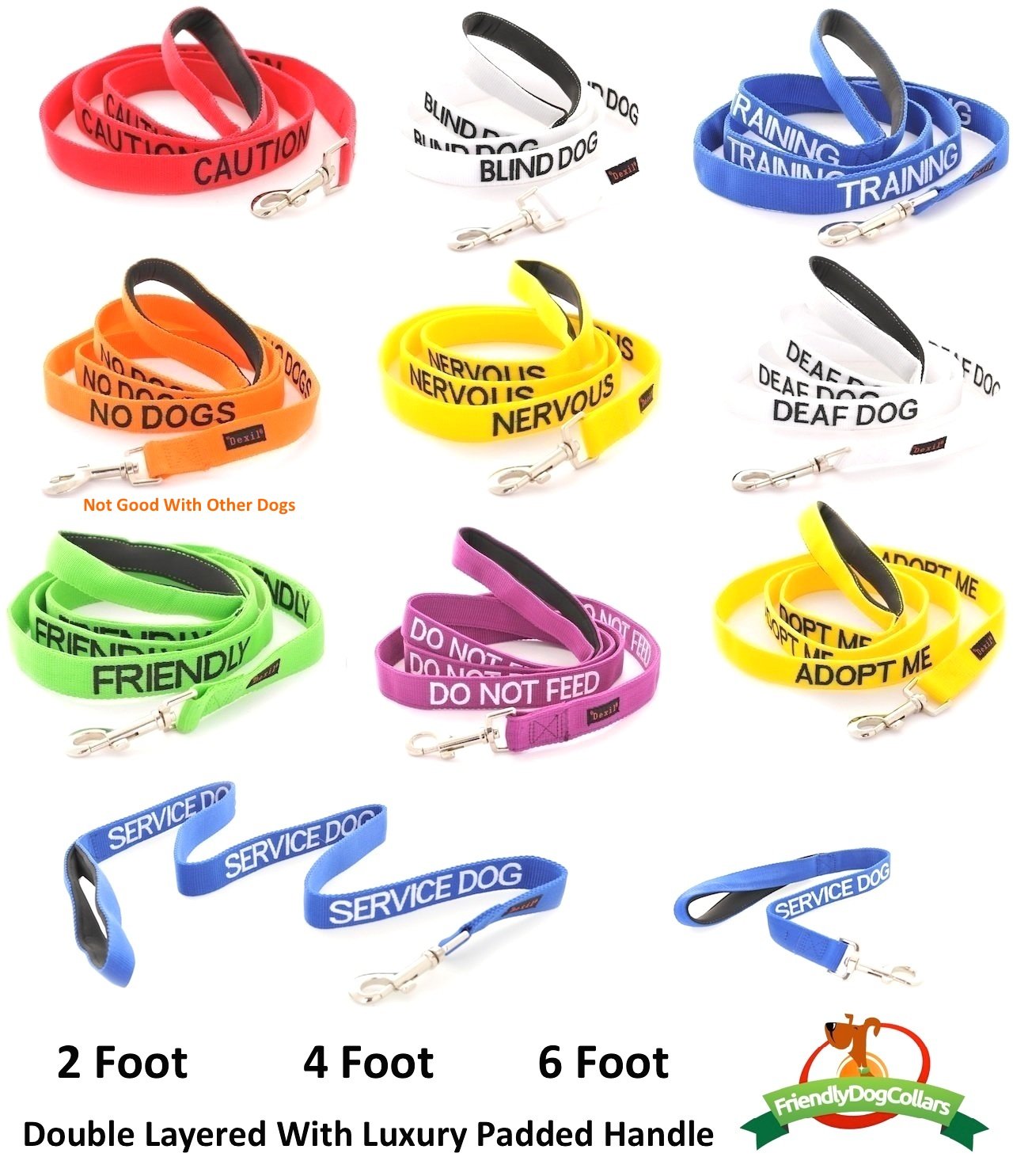 Deaf Dog Dexil Friendly Dog Collars Color Coded Dog Accident Prevention Leash 4Ft/1.2M Prevents Dog Accidents By Letting Others Know Your Dog In Advance Award Winning