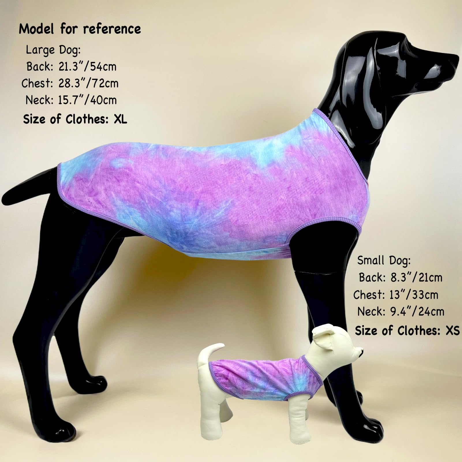 D.E.E Cotton Dog Shirts Large Tie Dye Dog Clothes Lightweight Girl Boy Big (Vpurpleblue, 4X-Large)