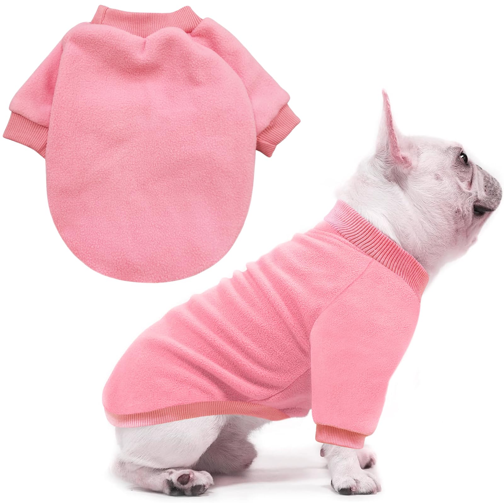 Idepet Dog Fleece Sweater, Small Dogs & Cats Shirt Pullover Sweatshirt, Soft & Warm, Classic Cat & Dog Apparel, Xx-Small, Pink