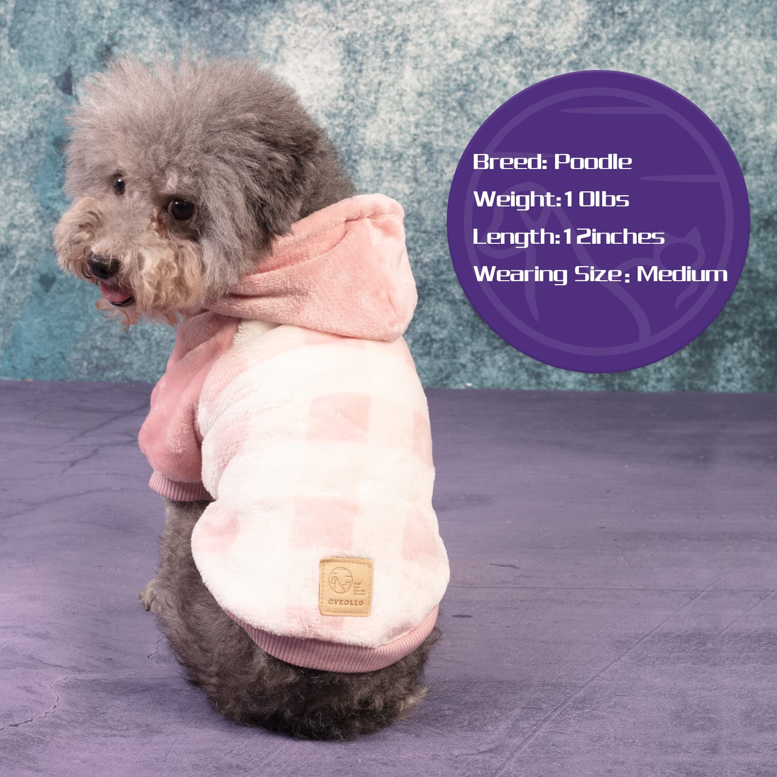 Cyeollo Dog Sweater Warm Dog Winter Coat Pink Plaid New Year Dog Hoodie Flannel Sweatshirt Doggie Coats Dog Clothes For Small Do