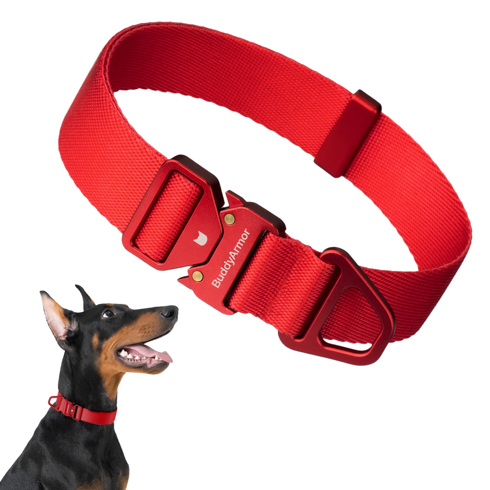 Buddyarmor Dog Collar Pro, Soft Lightweight Dog Collar Metal Buckle Quick Release Heavy Duty Adjustable Nylon Collar For Trainin