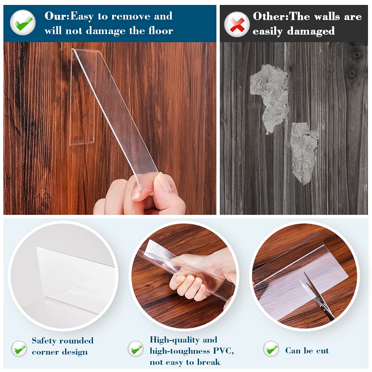 MOHOLD Under Sofa Blocker - 126'' Total Length, 4.7'' H, Clear PVC Couch Gap Bumper, 8 Pack