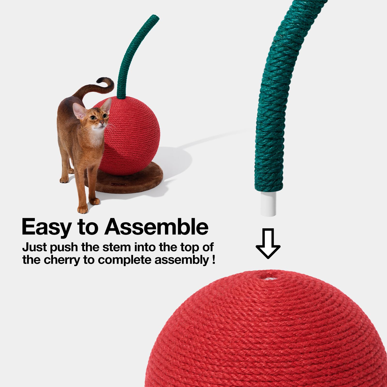 Vetreska Cherry Cat Scratching Post, 22.64' Tall Cat Scratcher With Sisal Rope Ball, Vertical Cat Scratch Post Claw Scratchers For Indoor Cats, Kitten Supplies