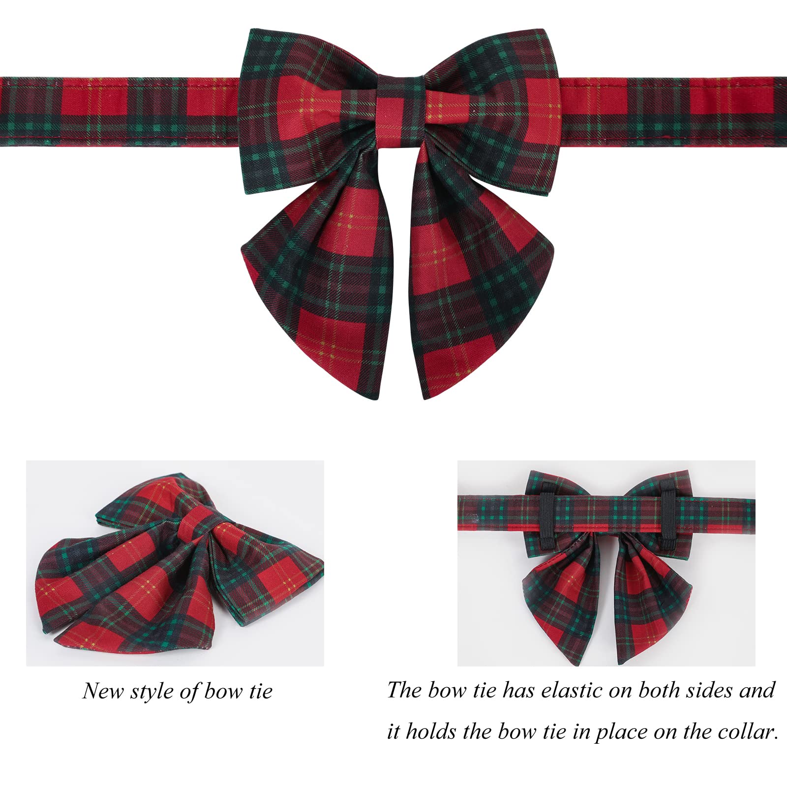 Lionet Paws Christmas Dog Collar With Sailor Bow, Bowtie For Dogs And Cats, Adjustable Comfortable Dog Collar Girl, Xs, Neck 8-12 In
