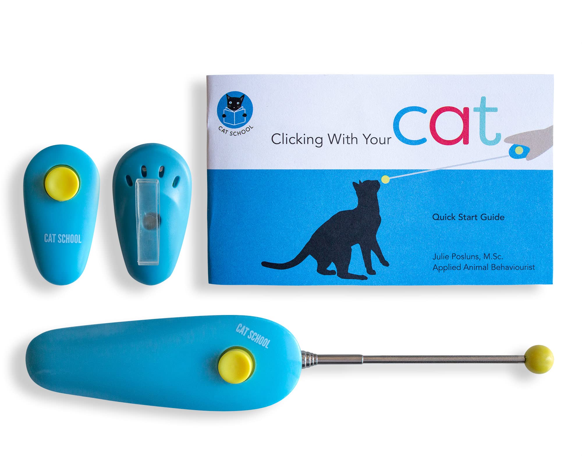 Cat School Clicker Training Kit - 1 Target Stick, 1 Step-By-Step Instruction Booklet - Perfect For Fist Bump Training & Positive