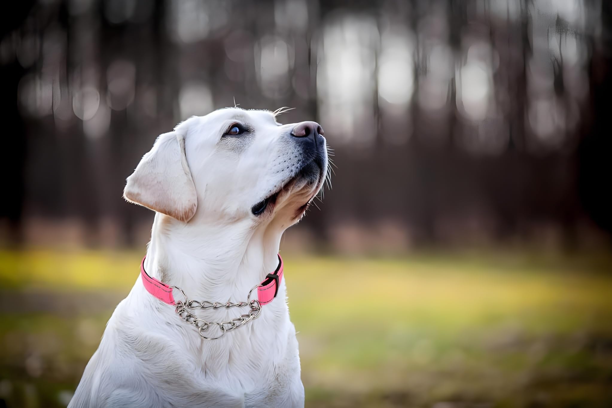 Pink Martingale Collar For Dogs, Reflective Nylon Dog Collar Adjustable Stainless Steel Chain Collar Female No Pull Pet Training Collar For Small Medium Large Dogs, Xl