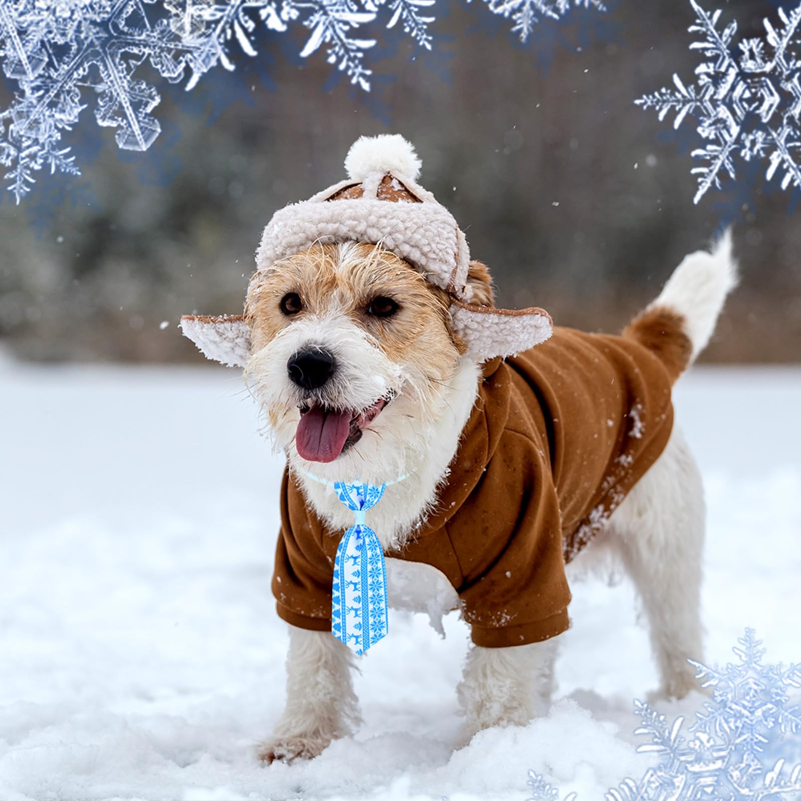 Eccliy 120 Pcs Winter Dog Bow Ties Collars Bulk Snowflake Dog Neckties Adjustable Pet Hair Accessories Cute Cat Basic Bow Tie Wi