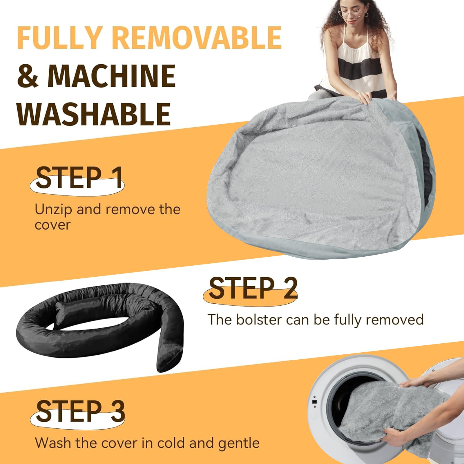 Orthopedic Waterproof Large Dog Bed: Memory Foam Washable Dog Bed With Bolsters - Xl Removable Washable Cover For Medium Large S