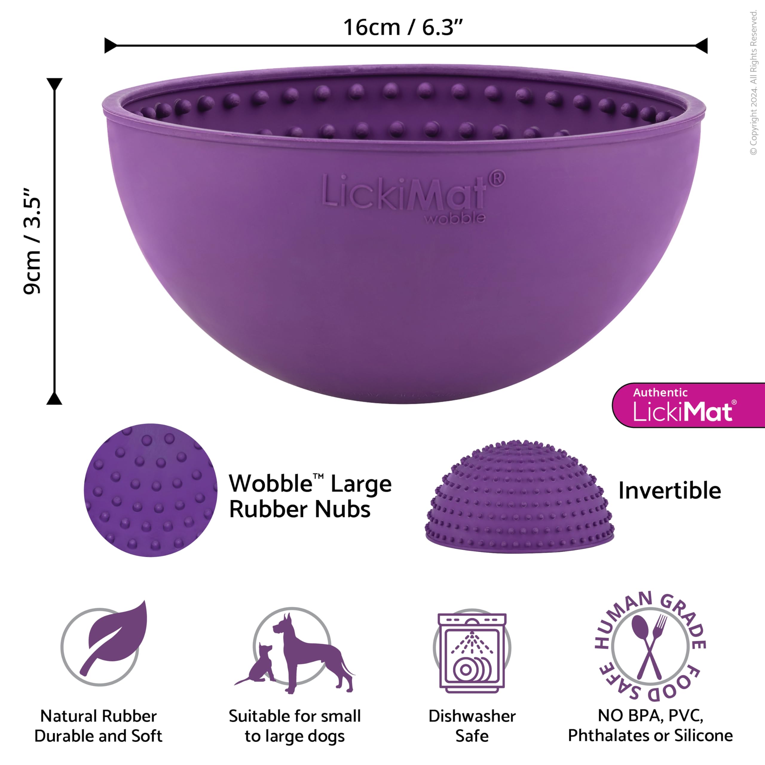 LICKIMAT Wobble, Dog Slow Feeder Bowl Lick Mat, Boredom Anxiety Reducer; Perfect for Food, Treats, Yogurt, or Peanut Butter. Fun