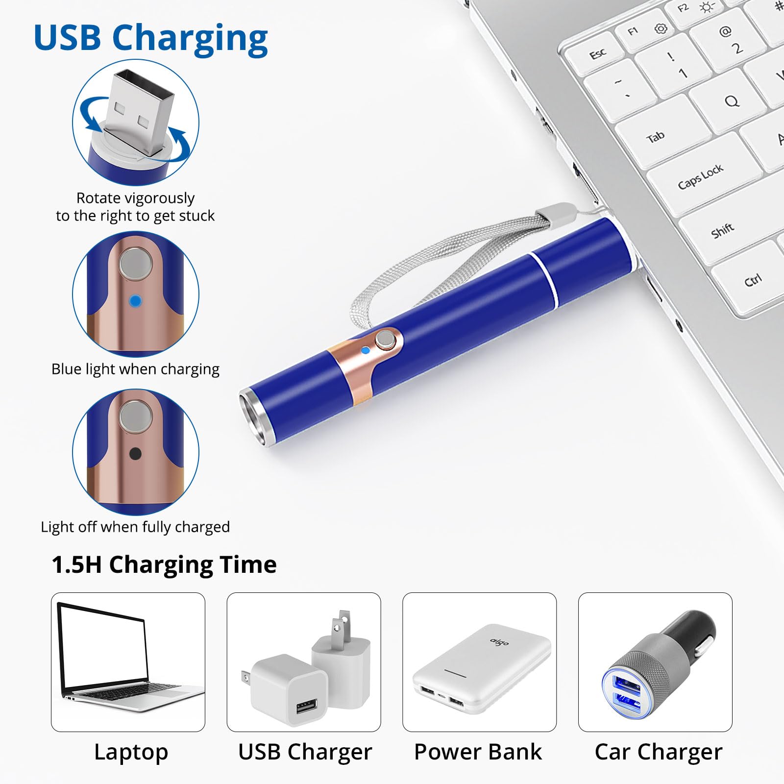 Tbteek Cat Toys For Indoor Cats, 2 Pieces, Rechargeable, 7 Adjustable Patterns, Interactive Kitten Pet Dog Red Dot Chase Light T