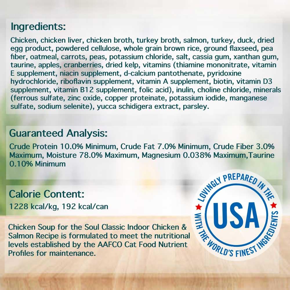 Chicken Soup For The Soul Pet Food Classic Wet Indoor Adult Cat Food, Chicken & Salmon Pate, 5.5 Ounce Can (Pack of 24) Soy Free
